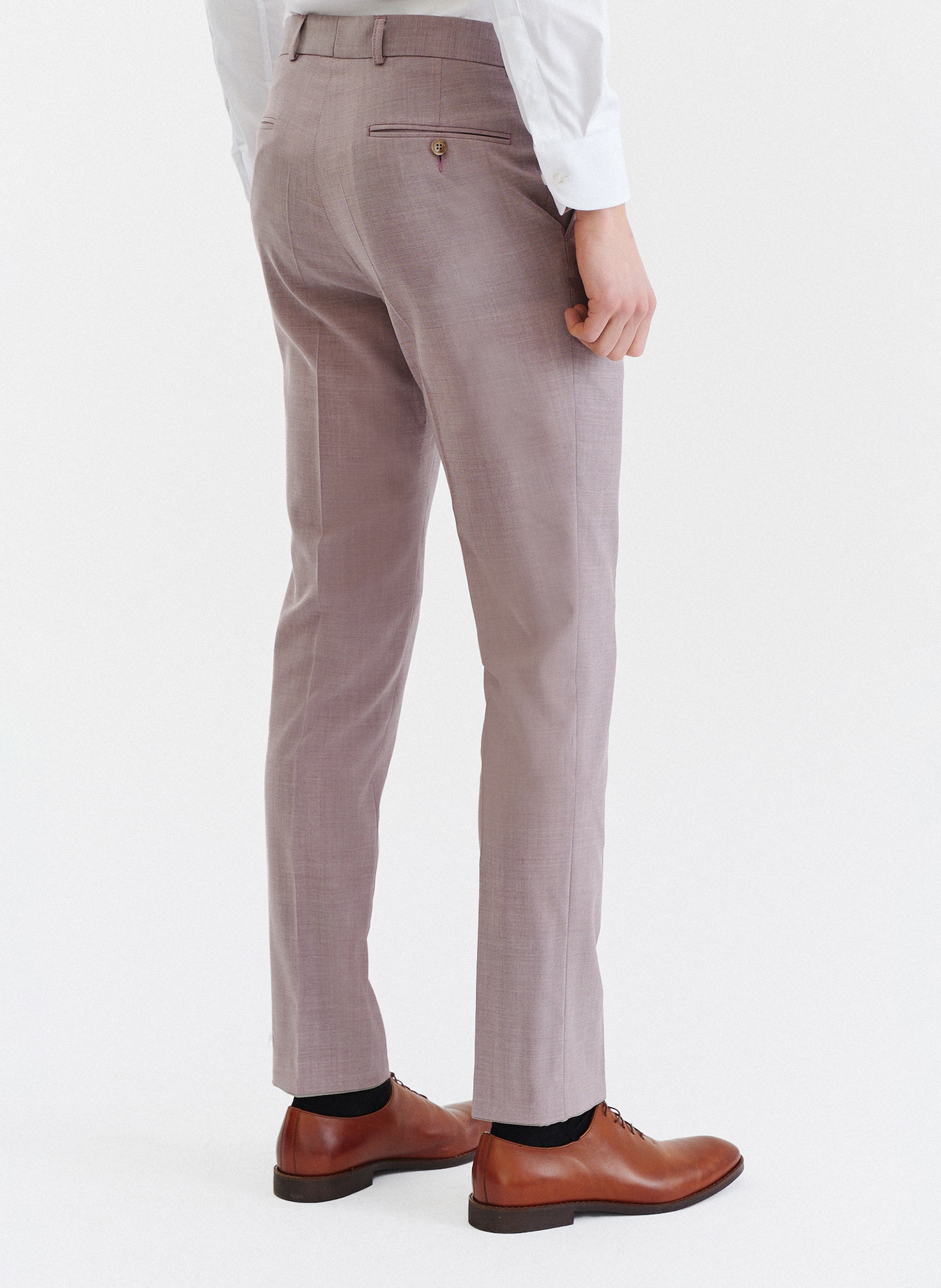 Gładkie różowe spodnie garniturowe męskie - Pako Lorente