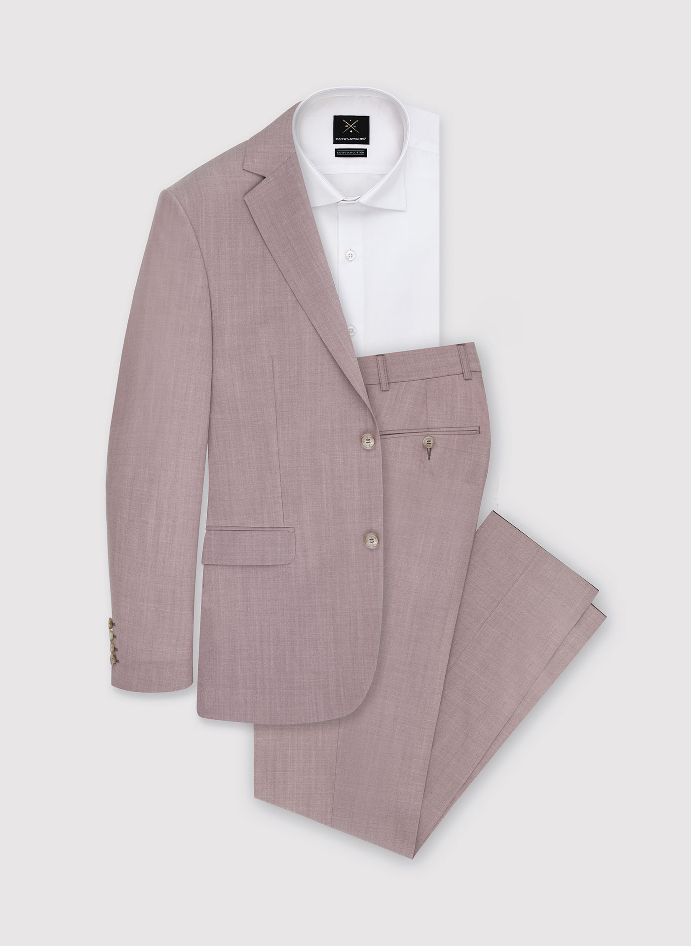 Gładkie różowe spodnie garniturowe męskie - Pako Lorente