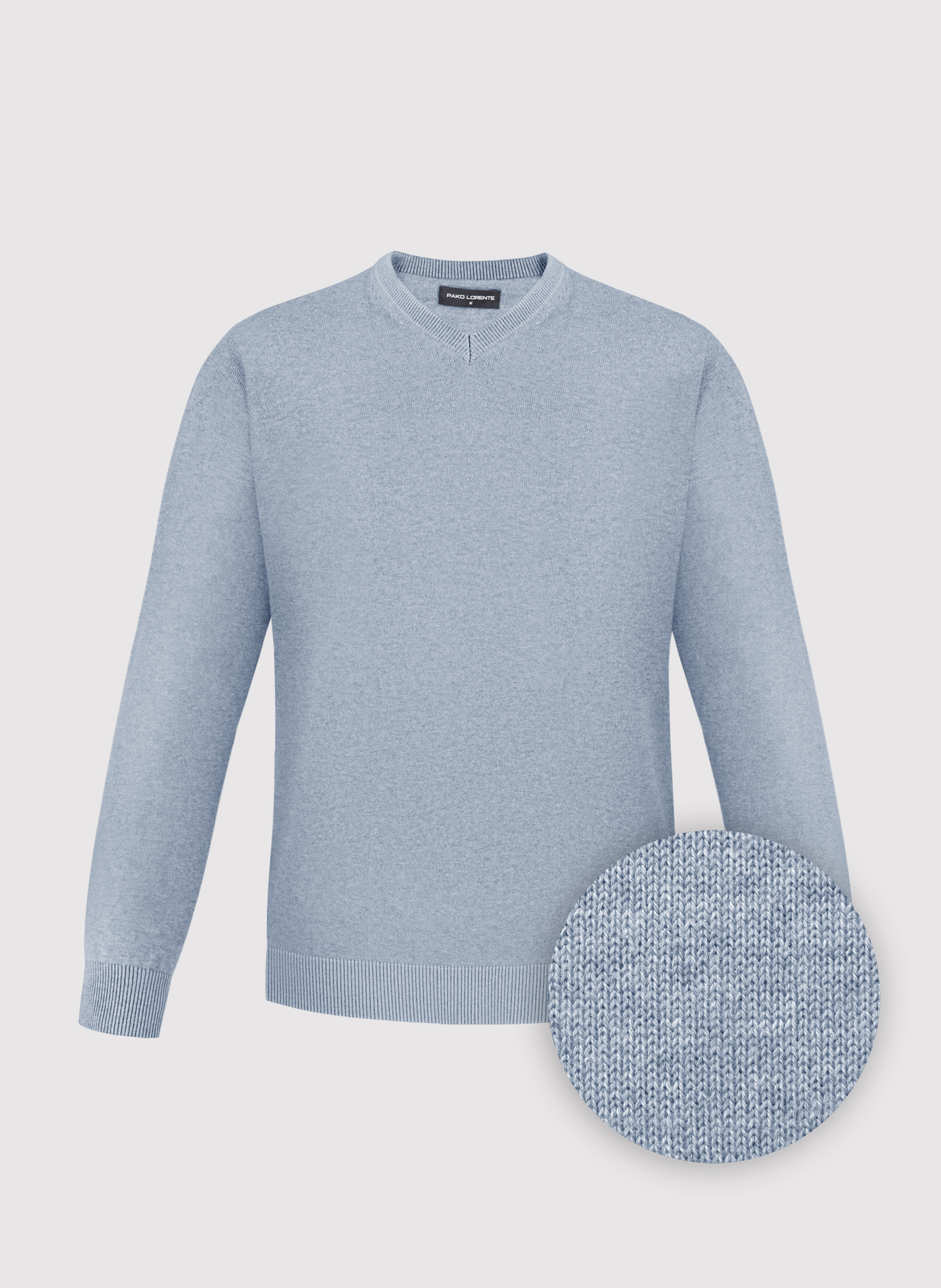 PAKO LORENTE - Jasnoniebieski sweter męski v-neck - Pako Lorente