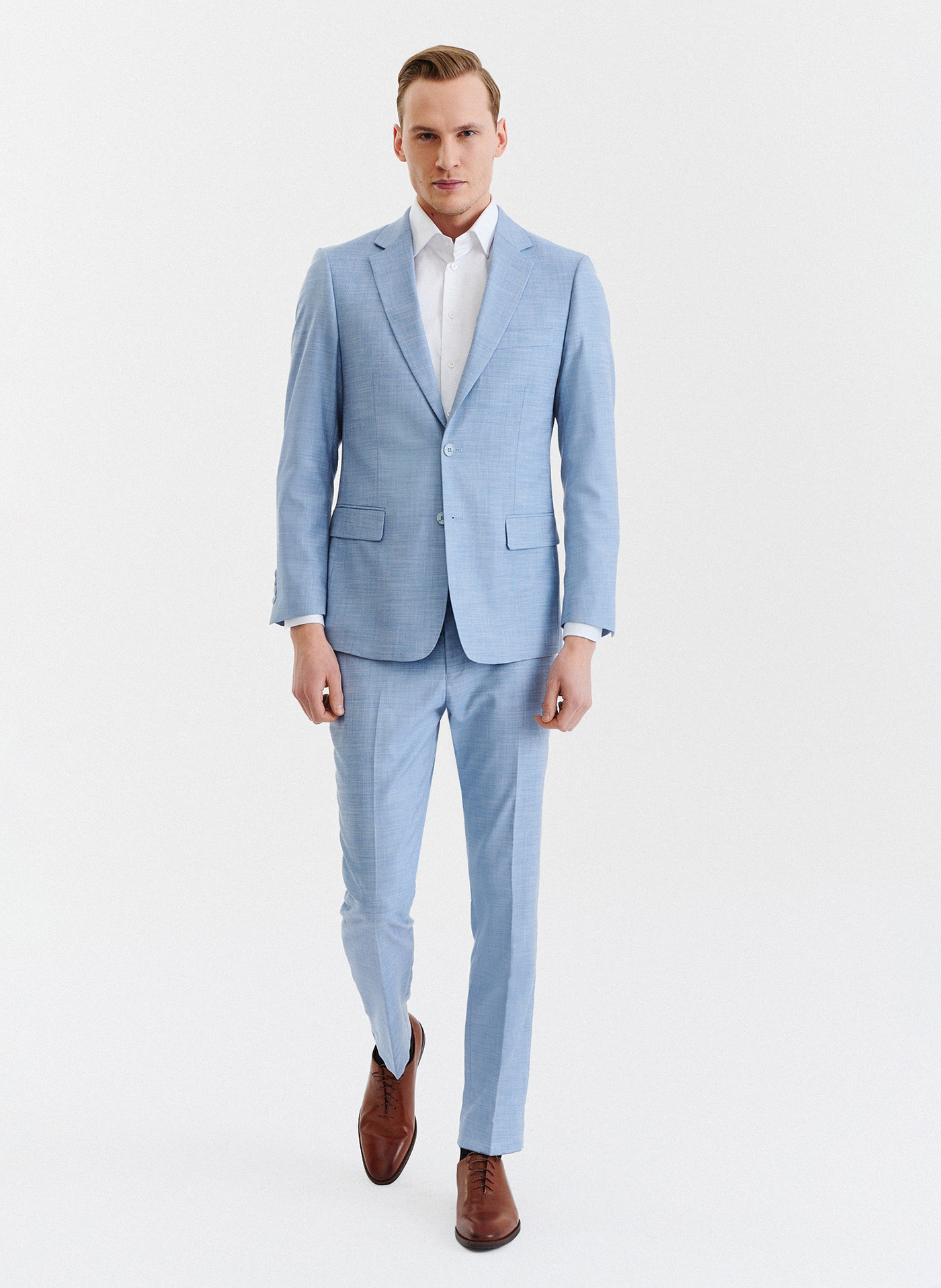 Niebieskie męskie spodnie garniturowe - Pako Lorente