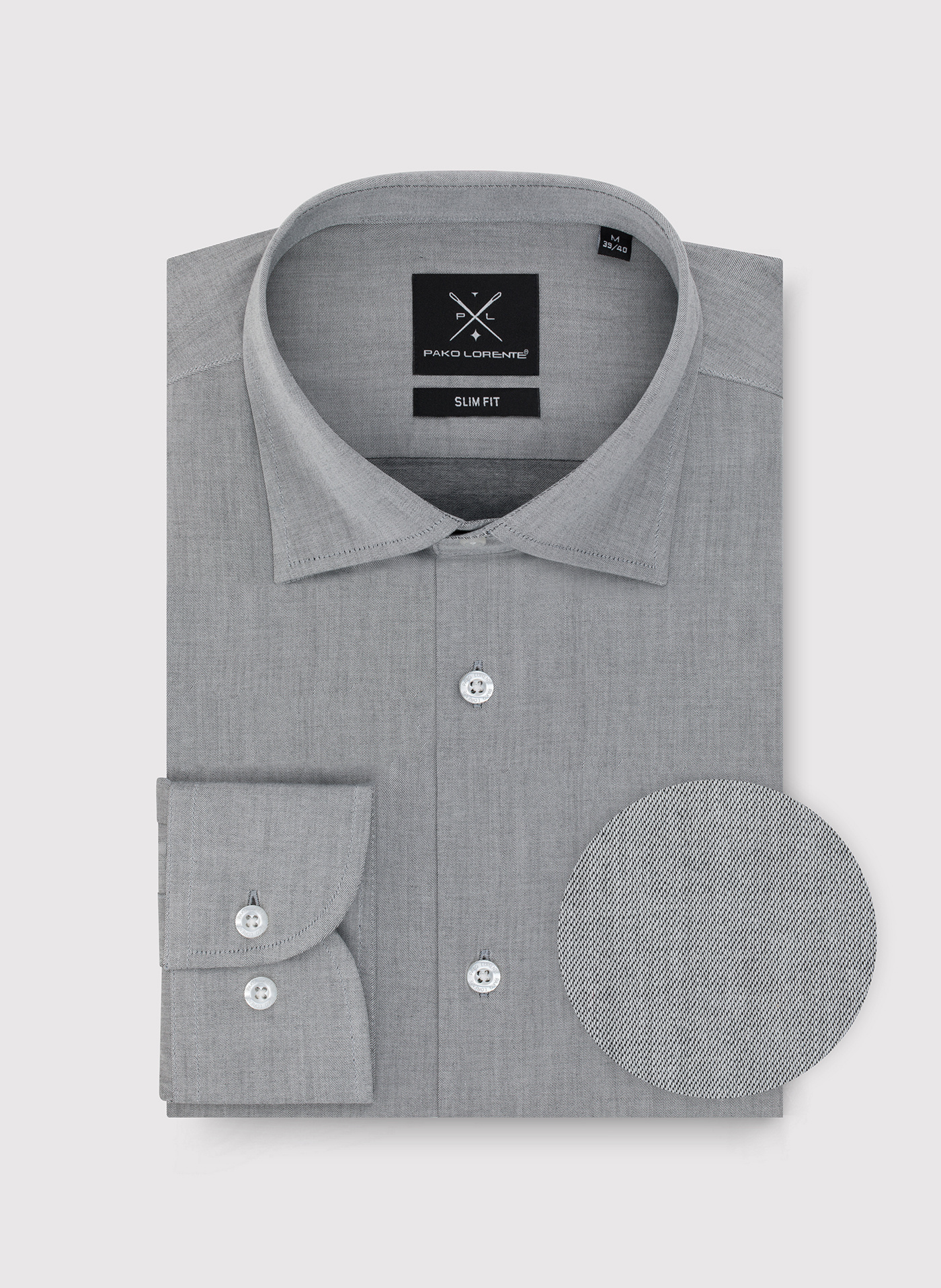 Bawełniana koszula męska w kolorze szarym - Pako Lorente