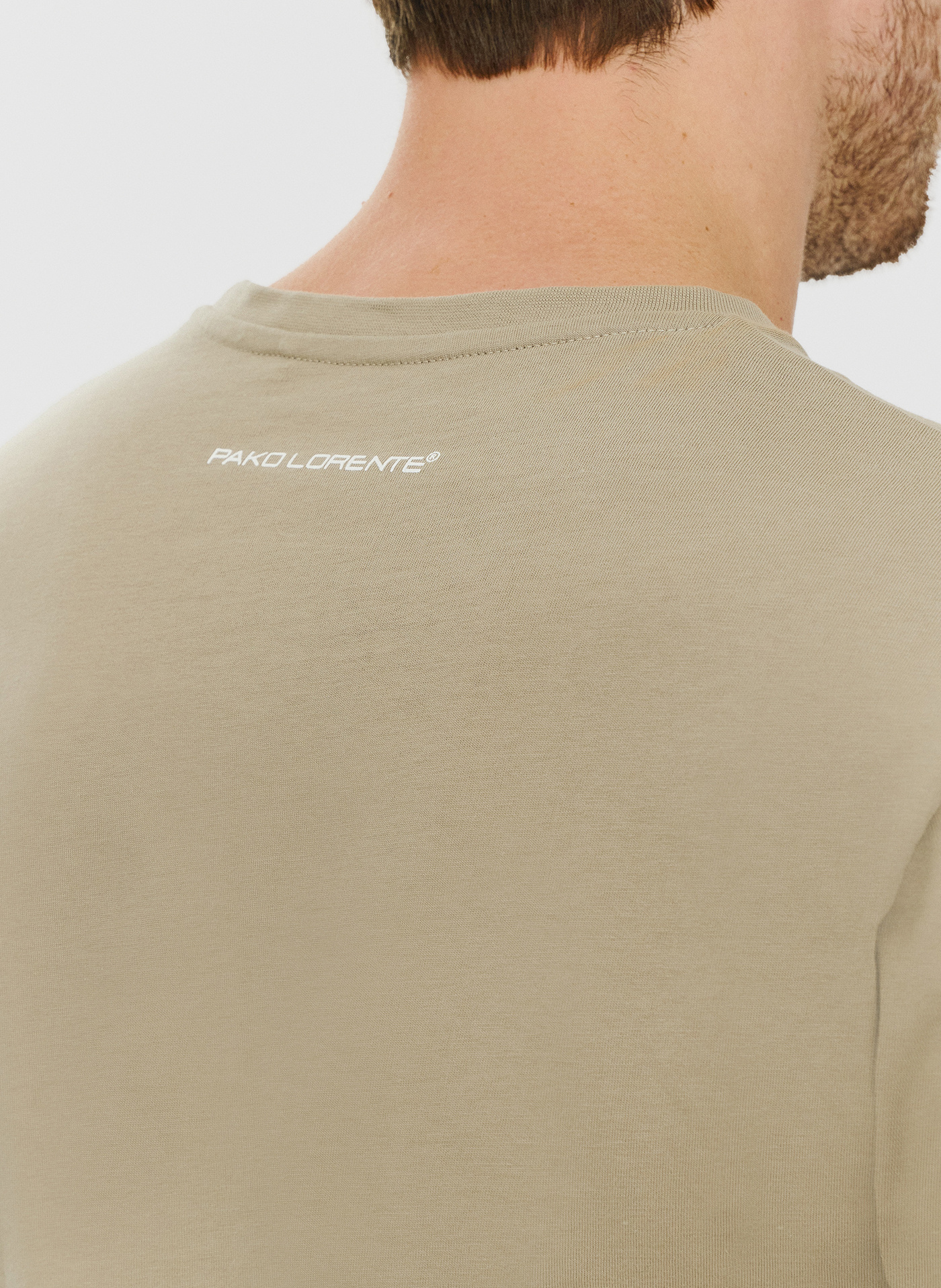 Bawełniany beżowy t-shirt z okrągłym dekoltem - Pako Lorente