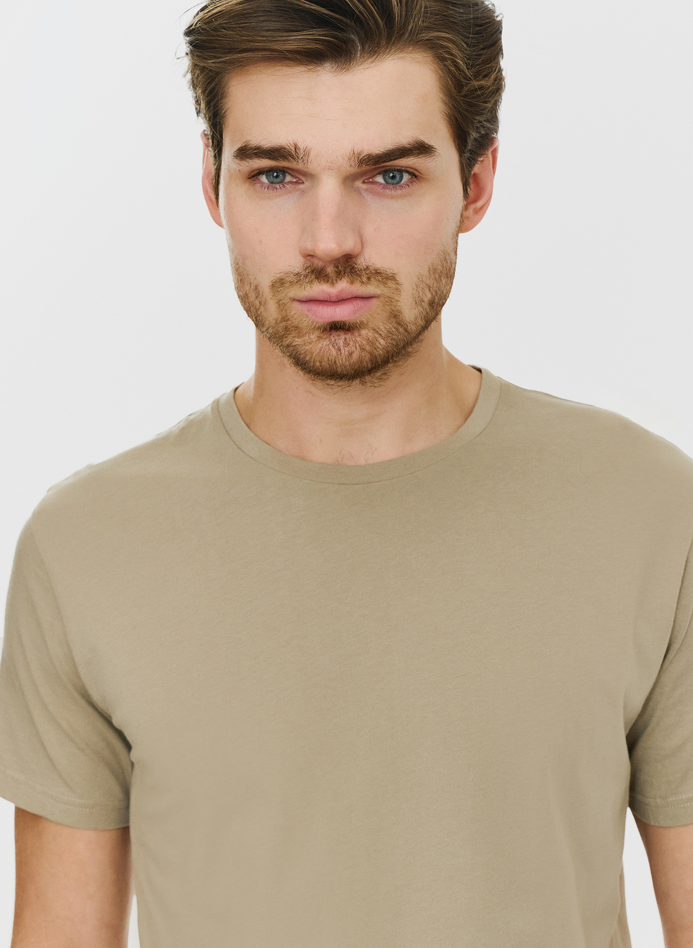 Bawełniany beżowy t-shirt z okrągłym dekoltem - Pako Lorente