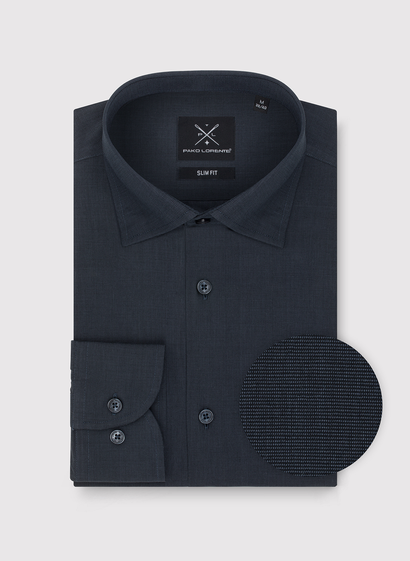 Bawełniana koszula męska w kolorze ciemnoszarym - Pako Lorente