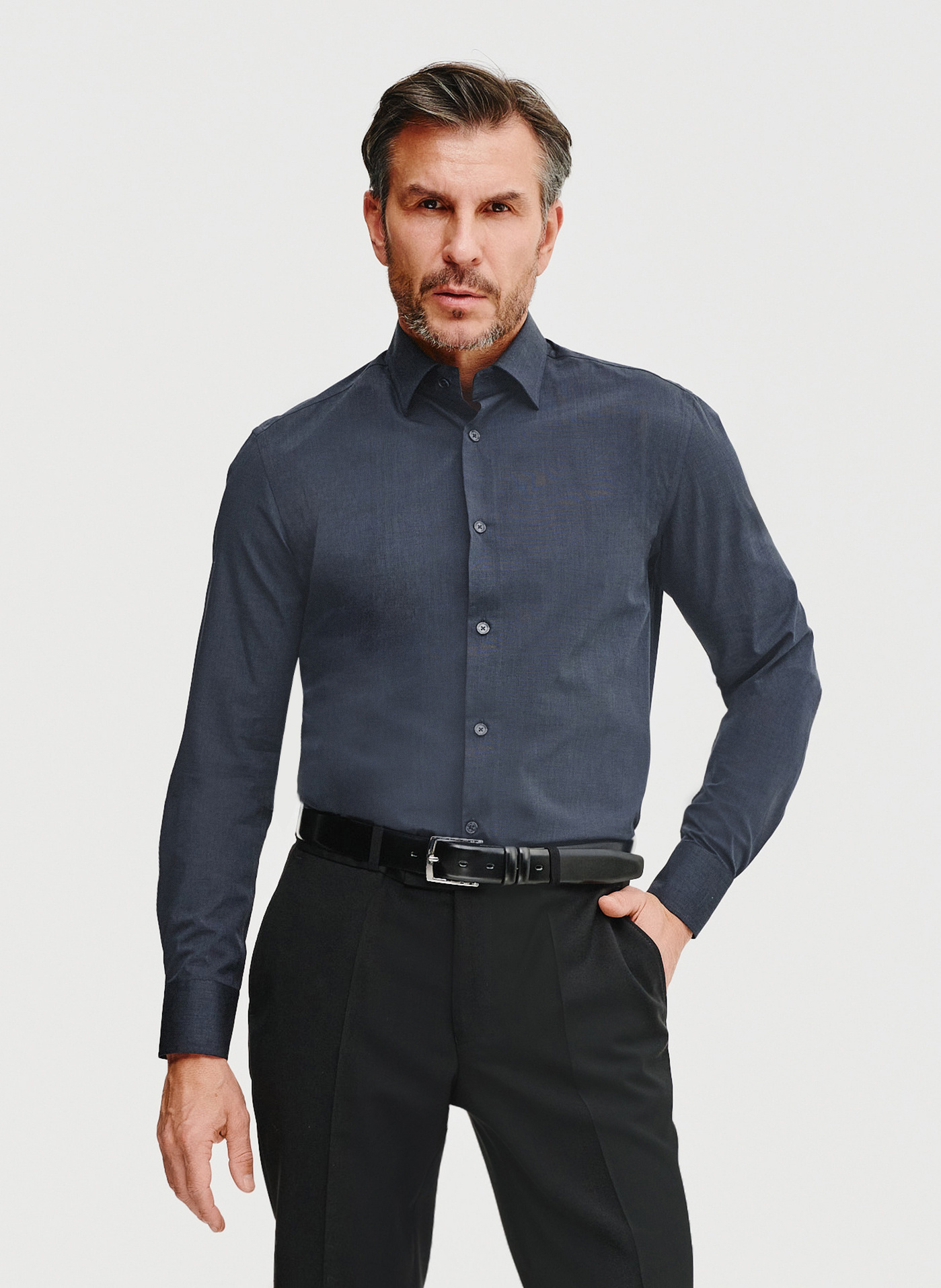 Bawełniana koszula męska w kolorze ciemnoszarym - Pako Lorente