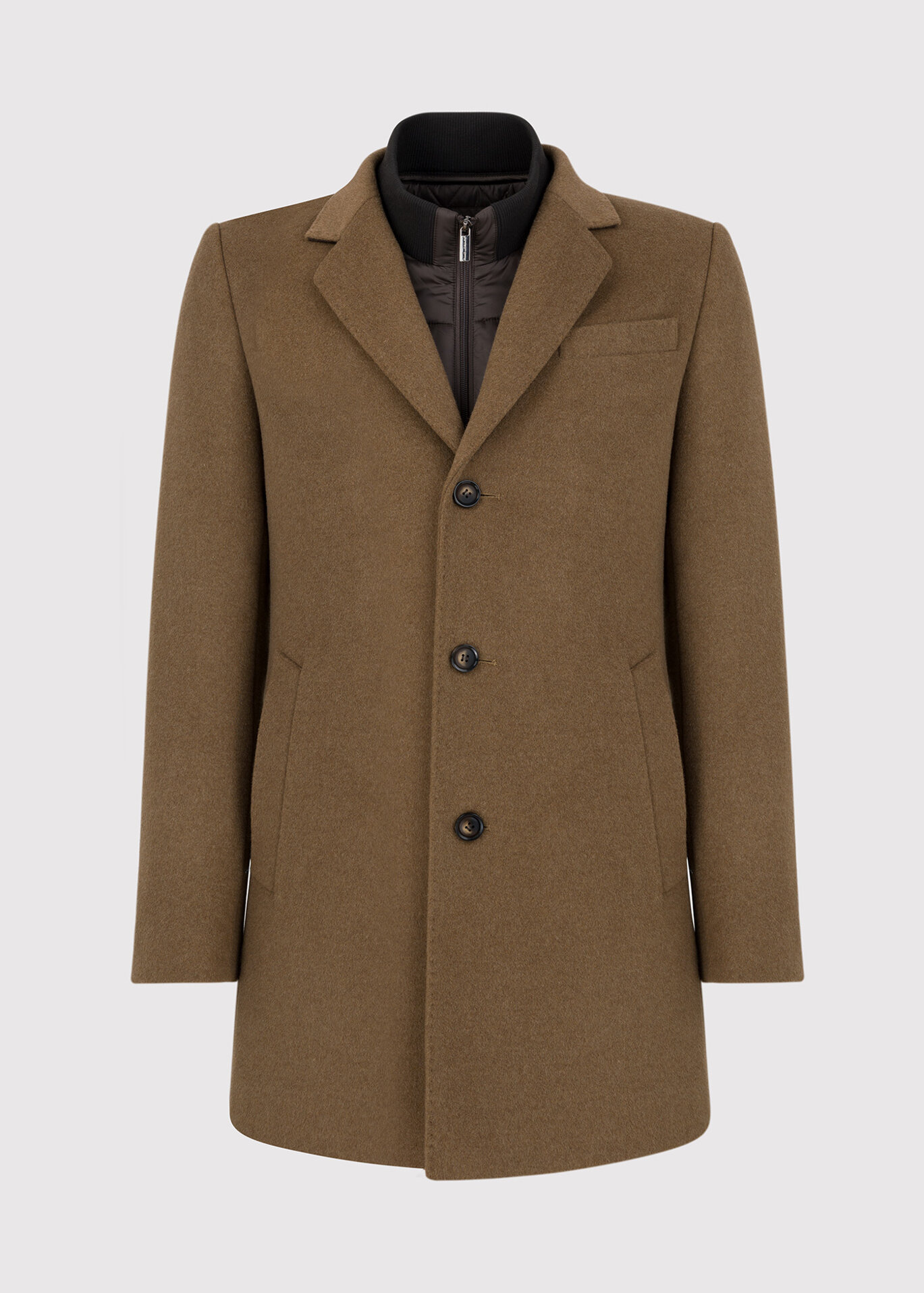 Kamelowy płaszcz męski z odpinaną stójką - Pako Lorente