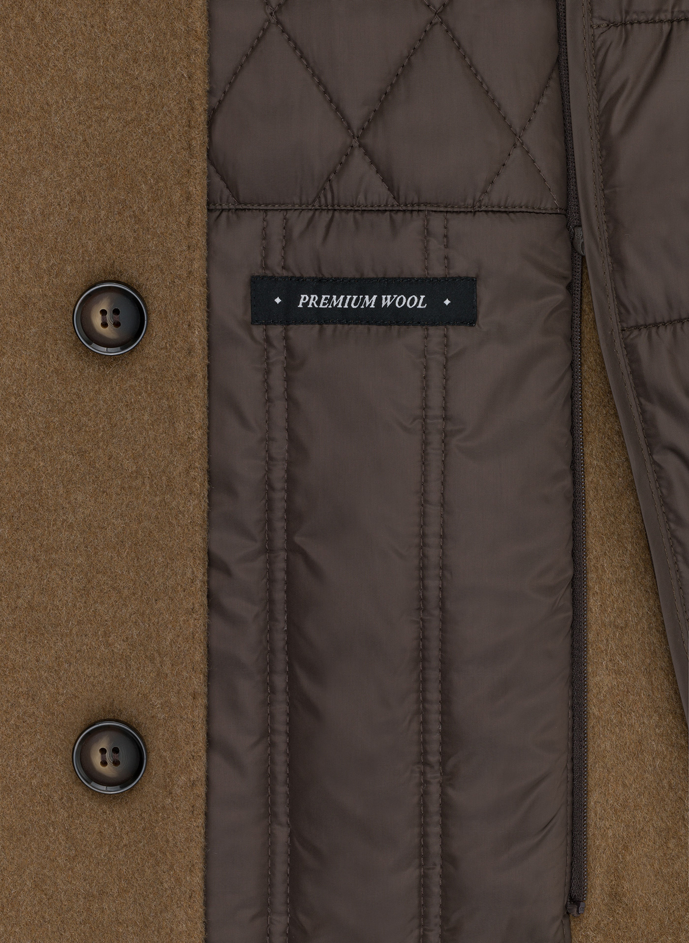 Kamelowy płaszcz męski z odpinaną stójką - Pako Lorente