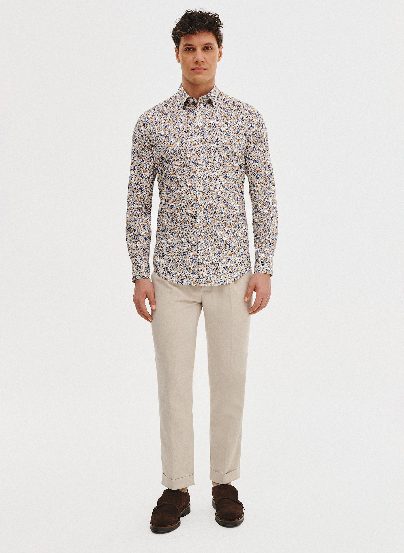 PAKO LORENTE - Koszula męska w pomarańczowe i niebieskie kwiaty - Pako Lorente