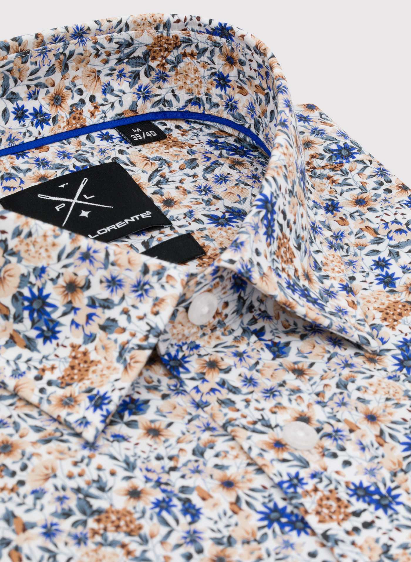 PAKO LORENTE - Koszula męska w pomarańczowe i niebieskie kwiaty - Pako Lorente
