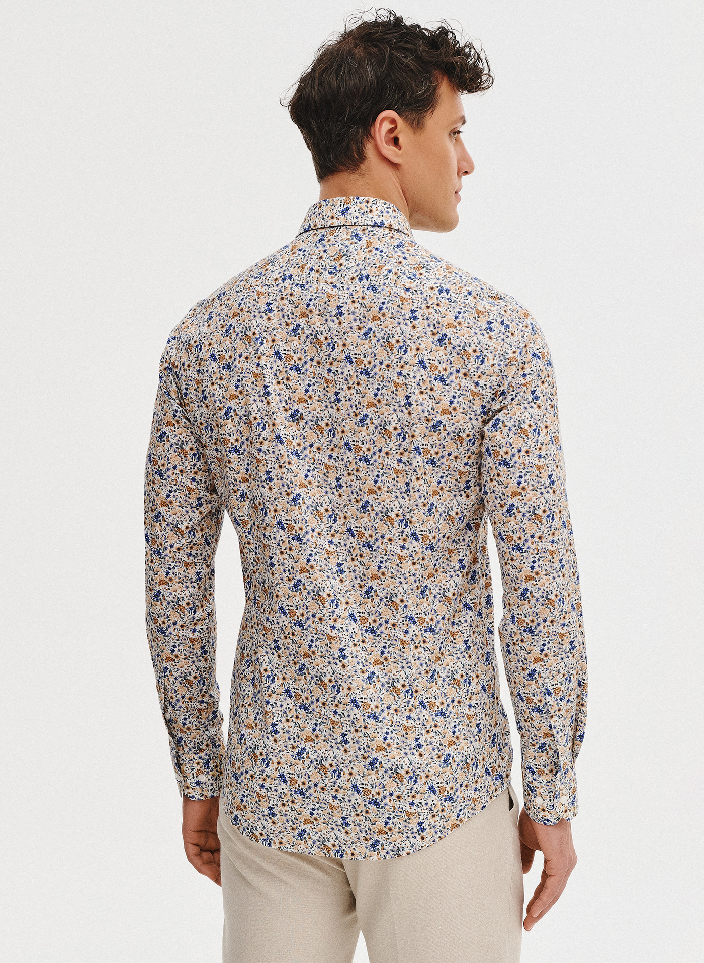 PAKO LORENTE - Koszula męska w pomarańczowe i niebieskie kwiaty - Pako Lorente