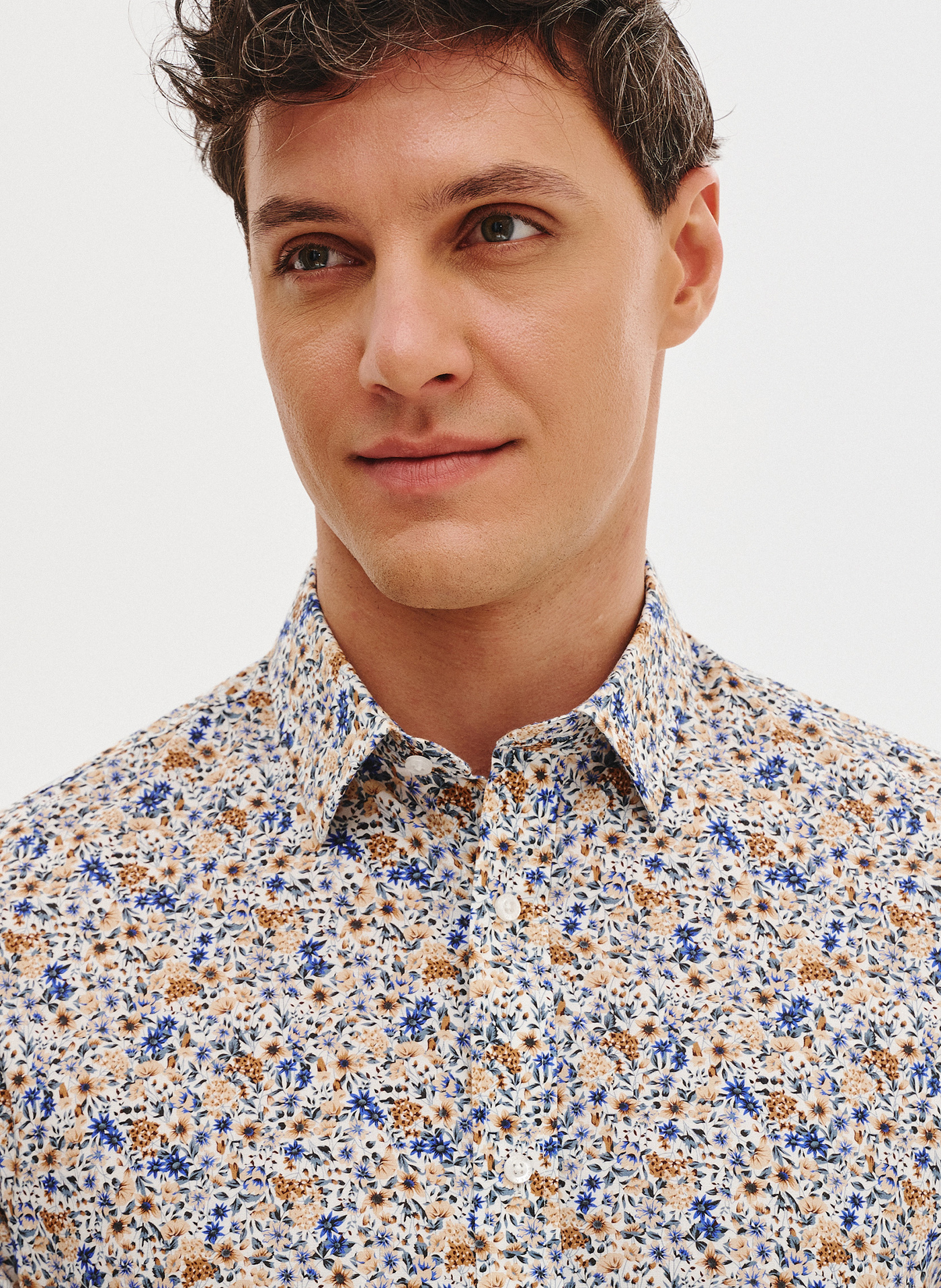 PAKO LORENTE - Koszula męska w pomarańczowe i niebieskie kwiaty - Pako Lorente