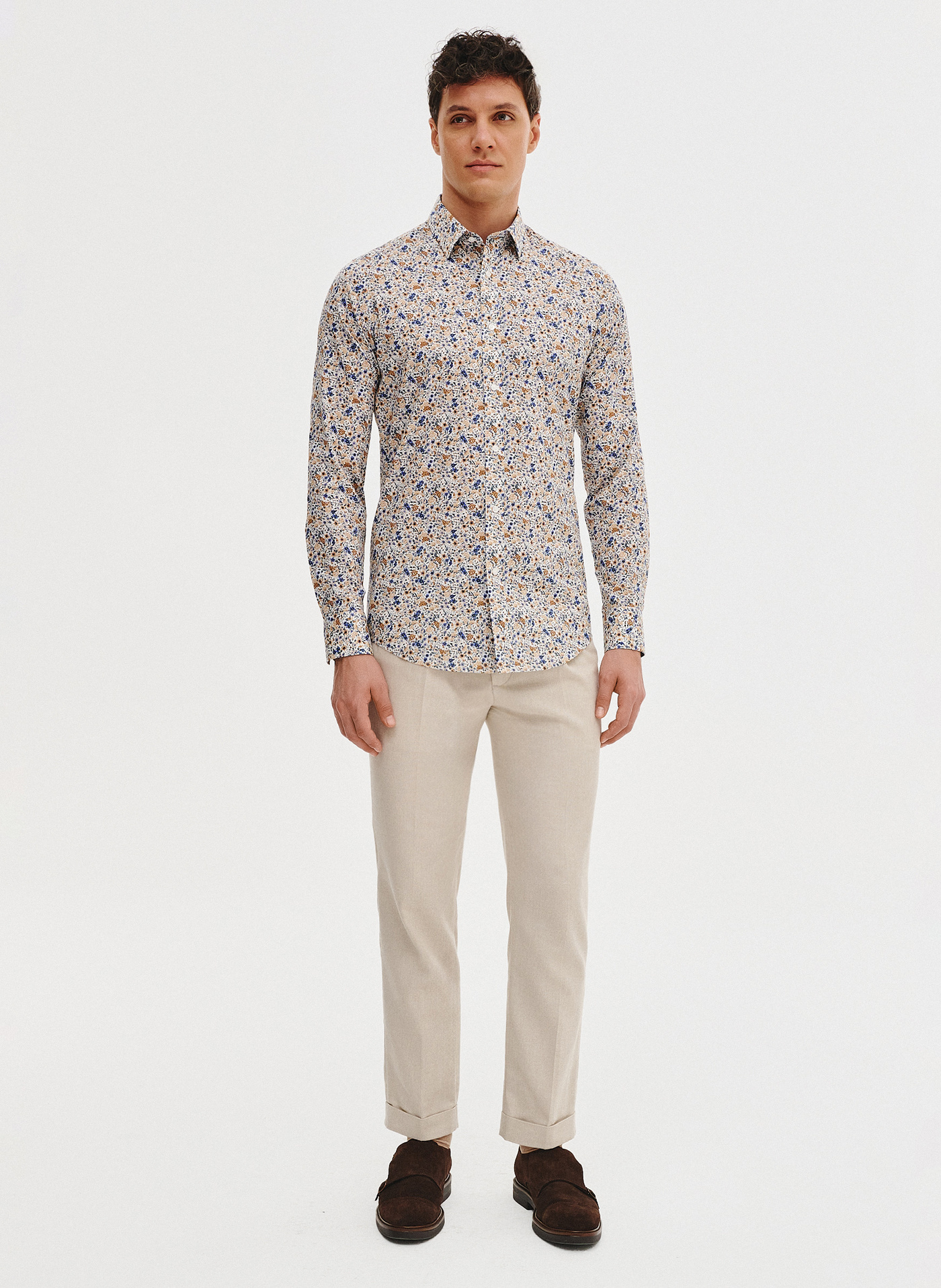 PAKO LORENTE - Koszula męska w pomarańczowe i niebieskie kwiaty - Pako Lorente