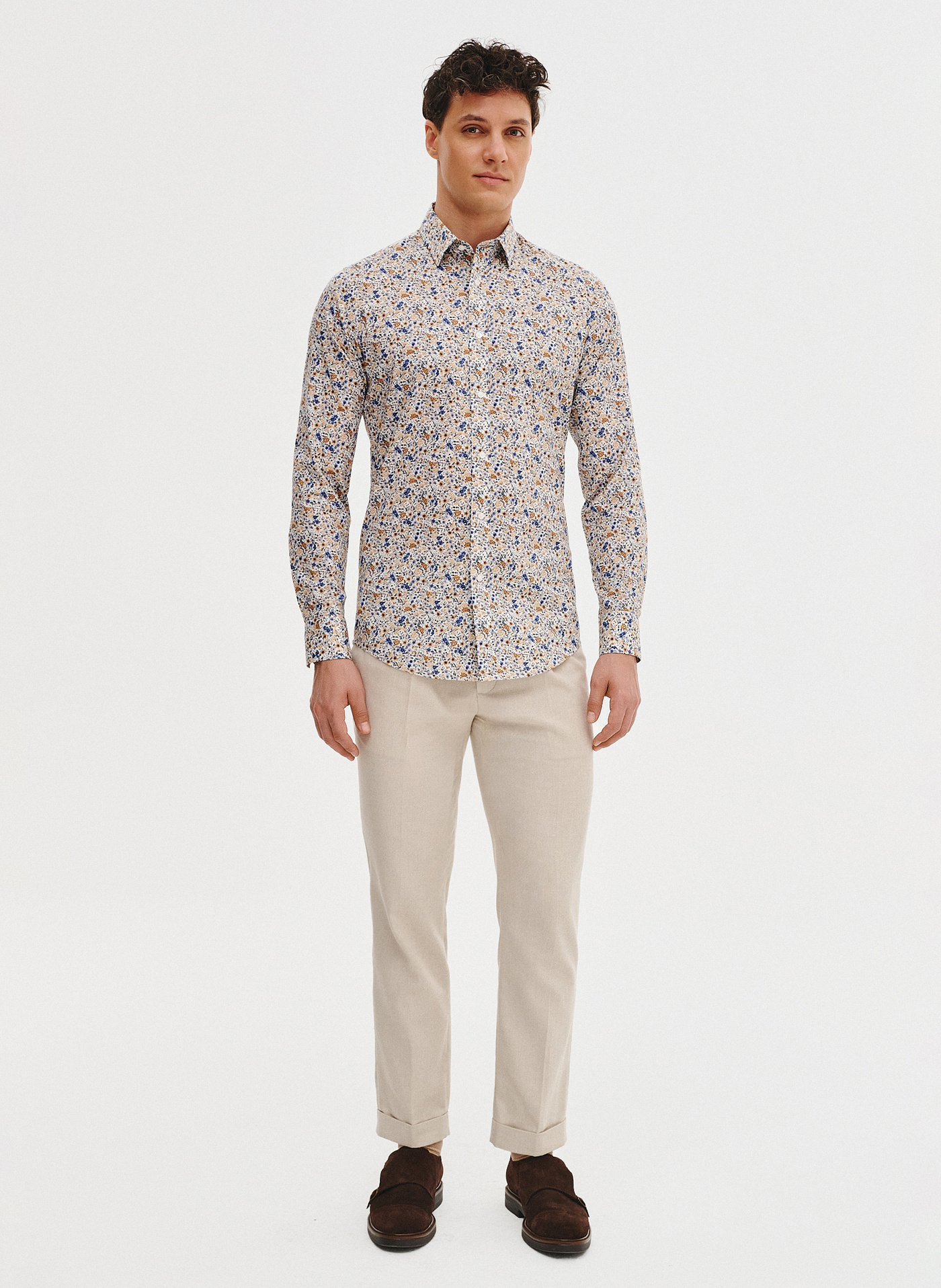 PAKO LORENTE - Koszula męska w pomarańczowe i niebieskie kwiaty - Pako Lorente