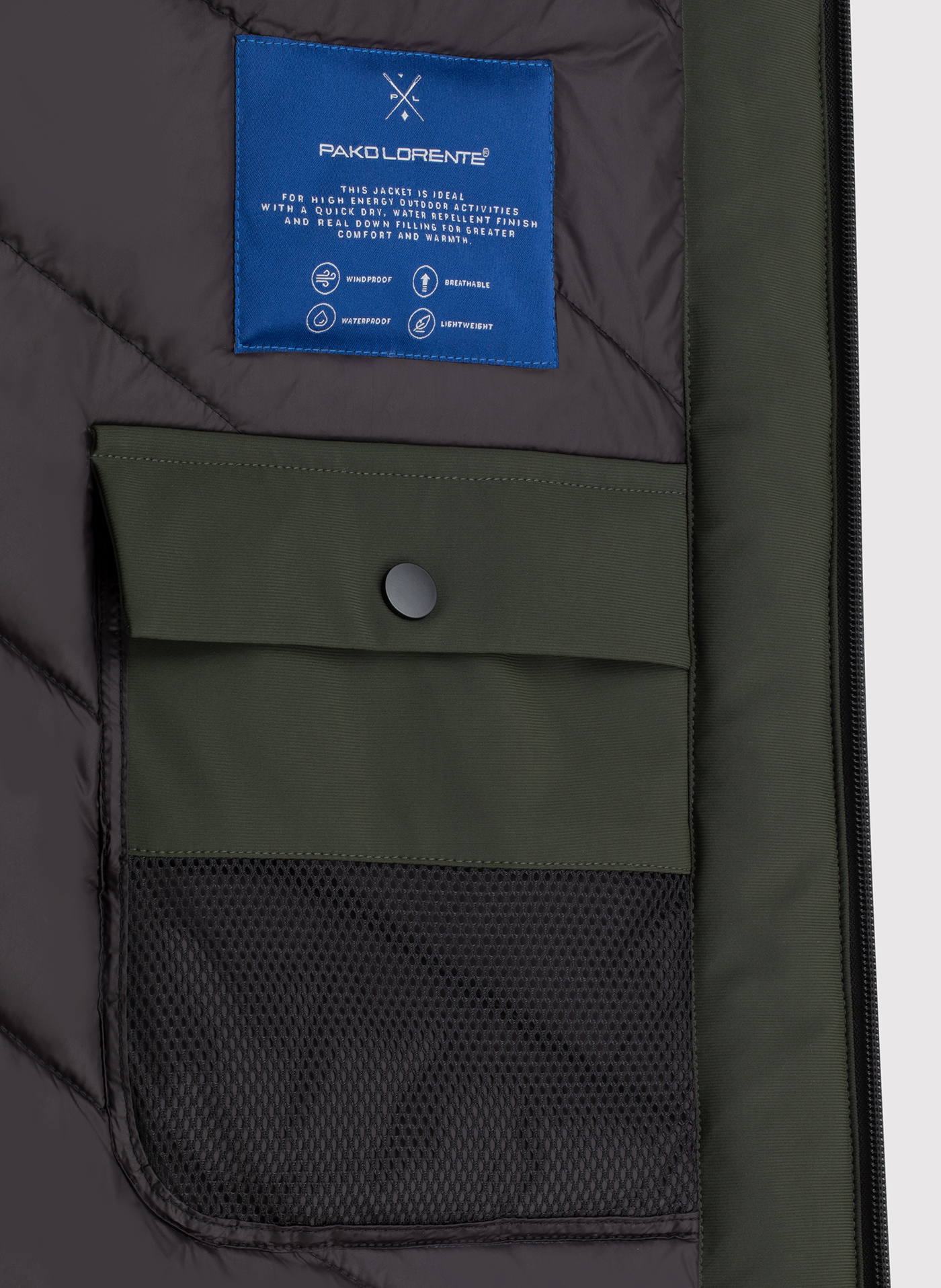 Zielona kurtka męska wypełniona naturalnym puchem - Pako Lorente