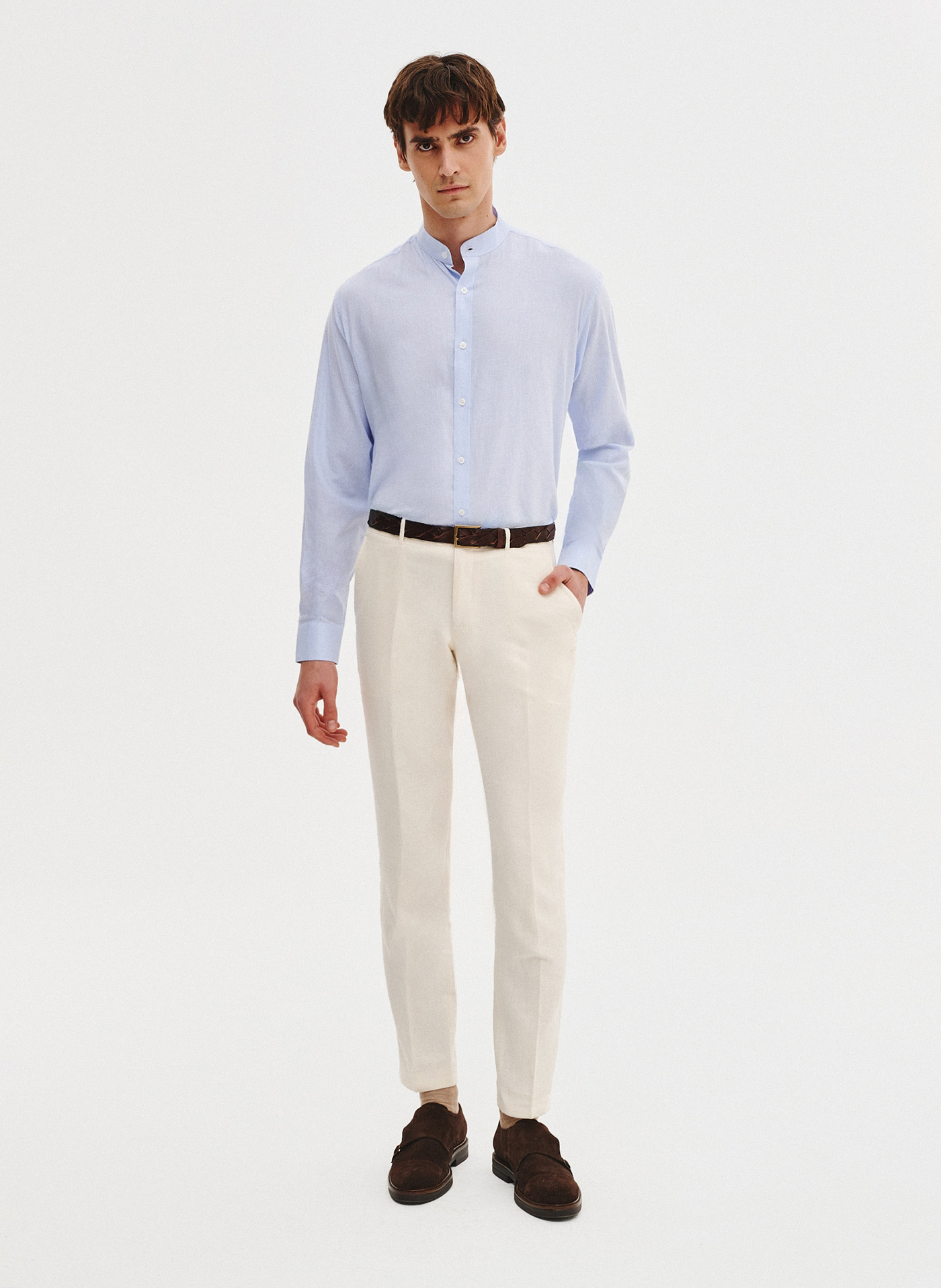 PAKO LORENTE - Niebieska koszula męska z lnu i bawełny - Pako Lorente