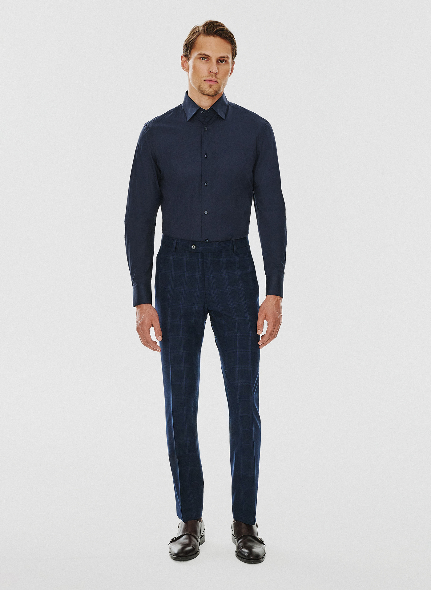 Granatowa koszula męska długi rękaw - Pako Lorente