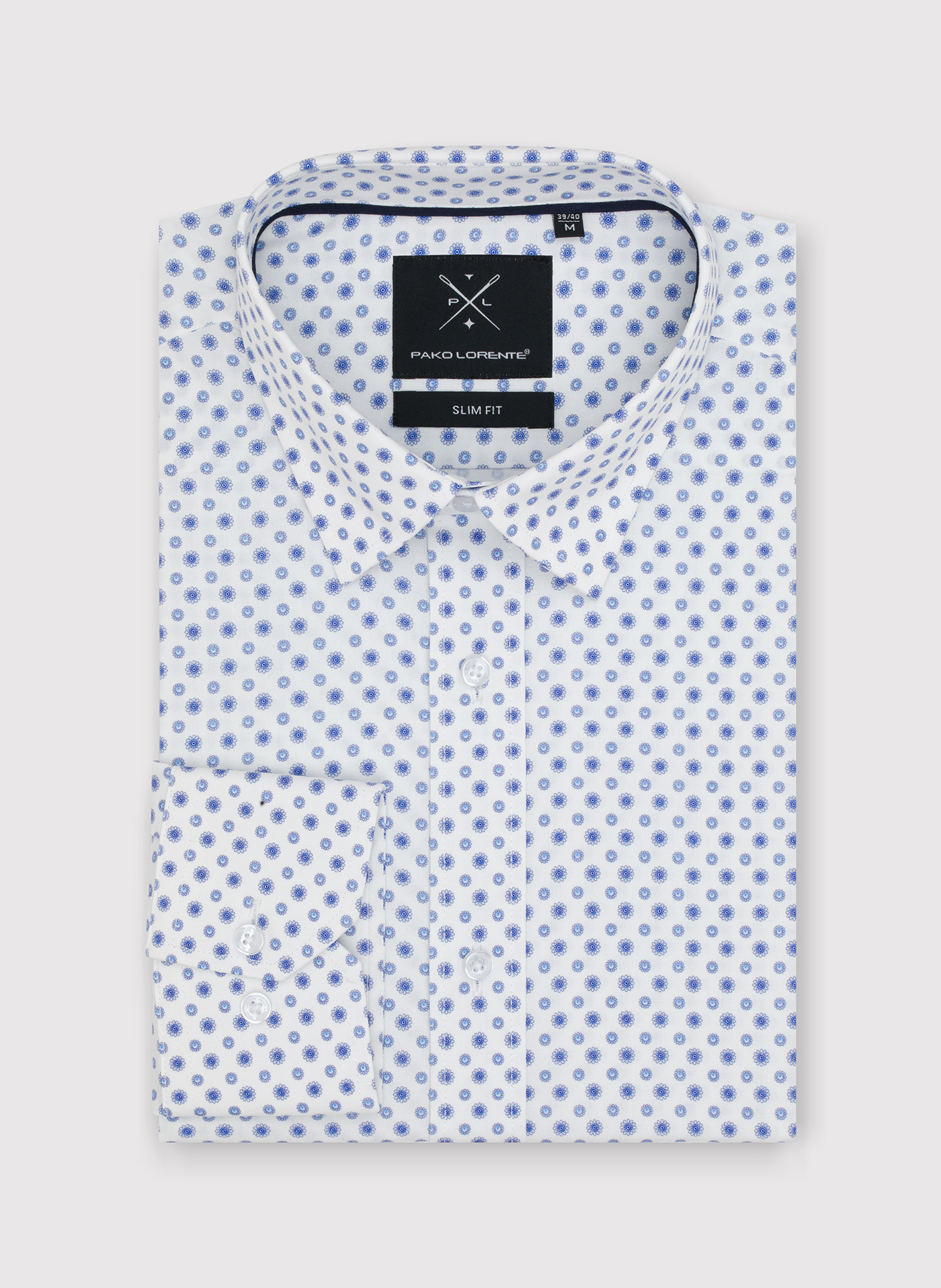 Biała koszula męska mikrowzór - Pako Lorente