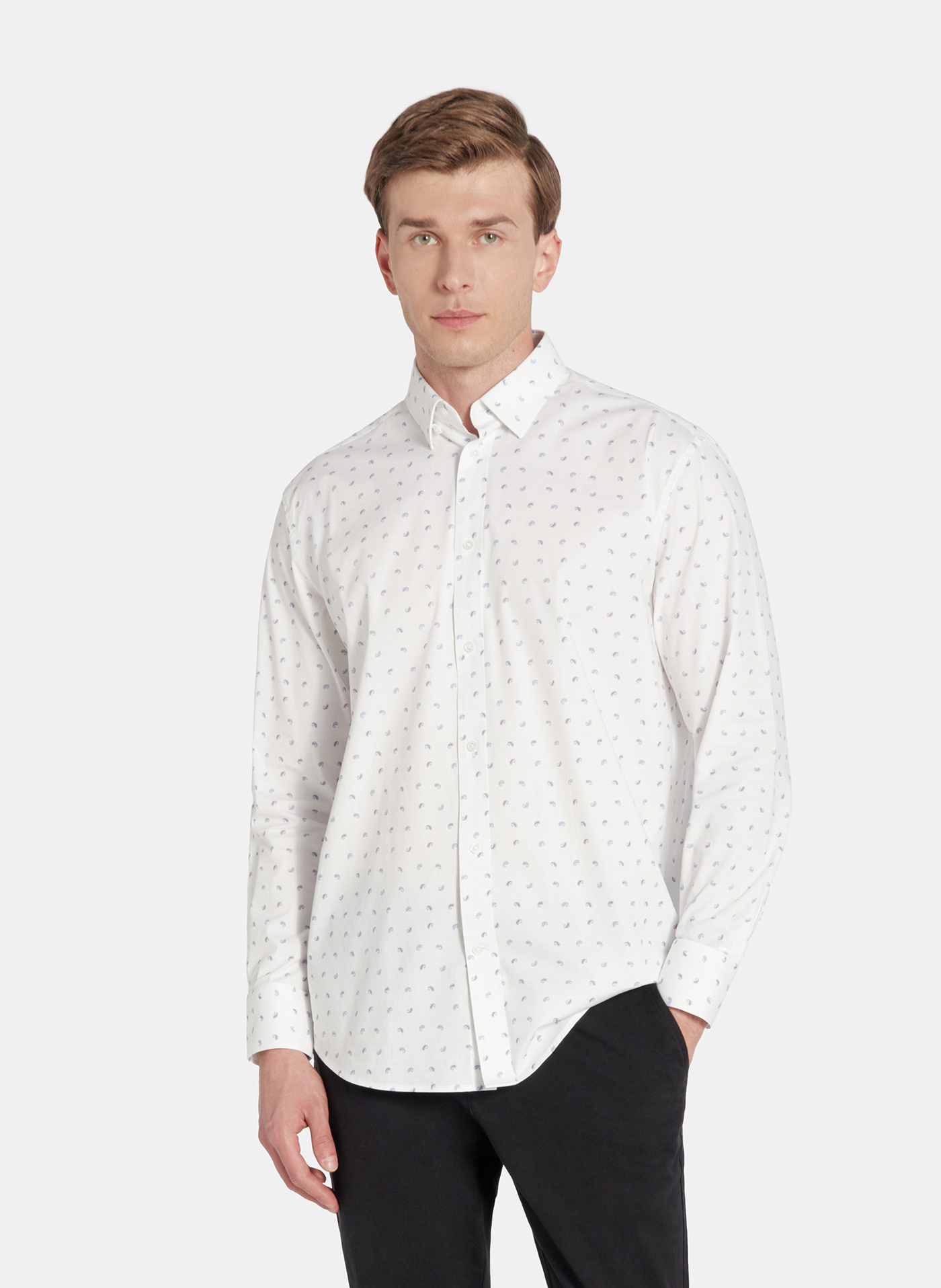 PAKO LORENTE - Biała koszula męska paisley - Pako Lorente