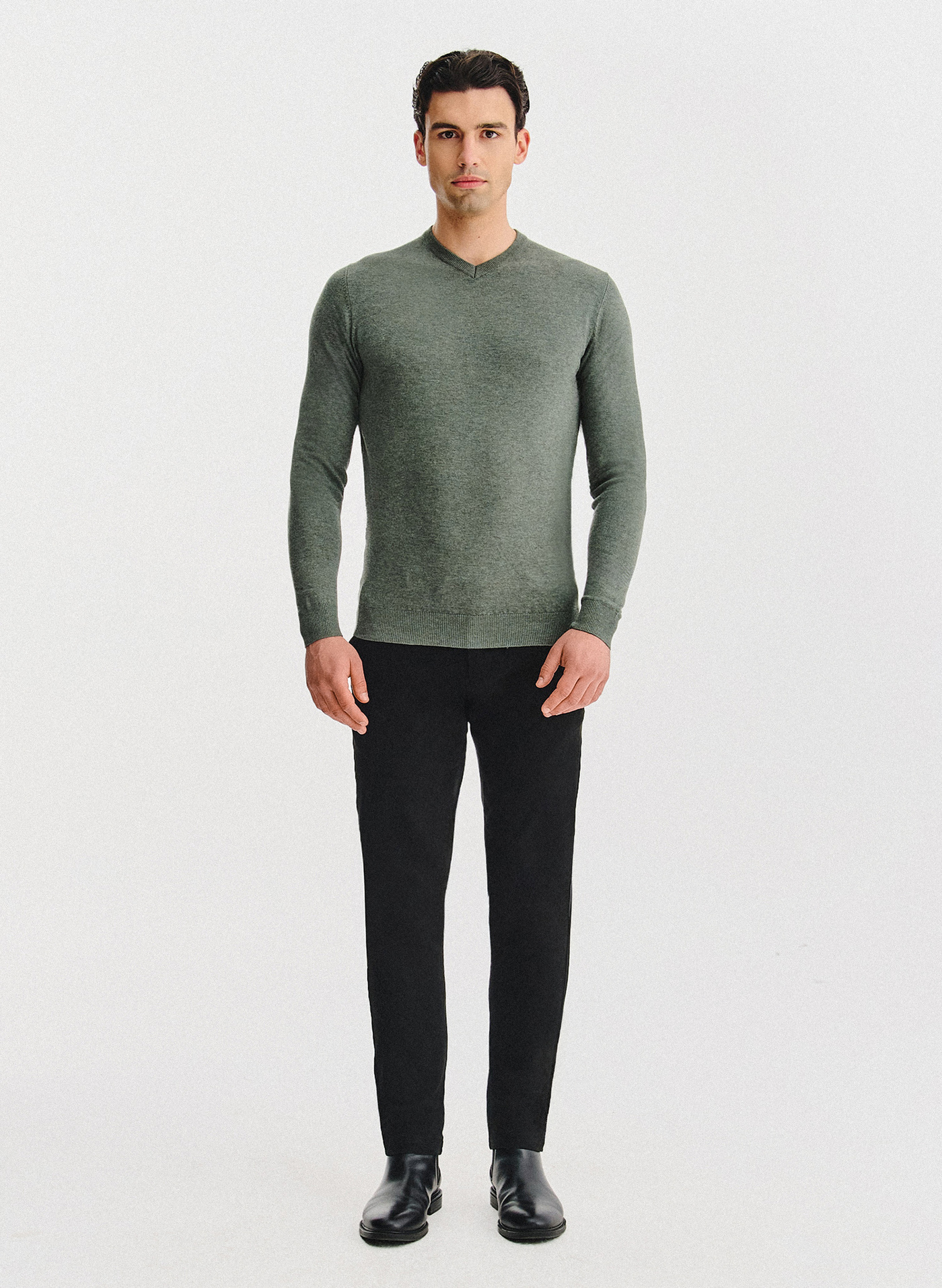 Zielony sweter męski v-neck - Pako Lorente