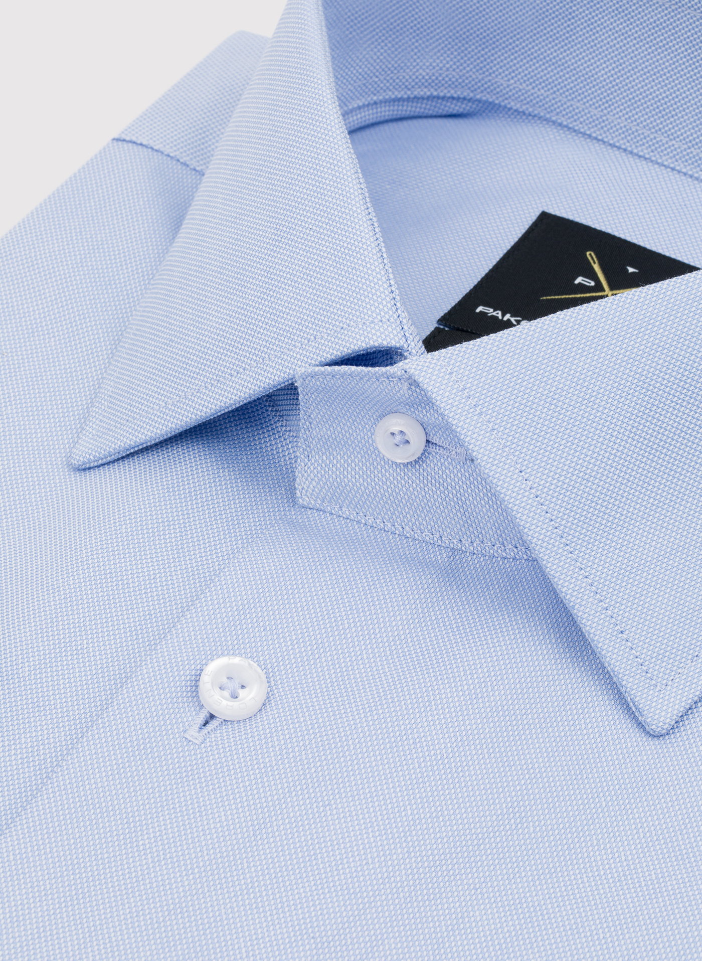 Niebieska bawełniana koszula męska na spinki - Pako Lorente