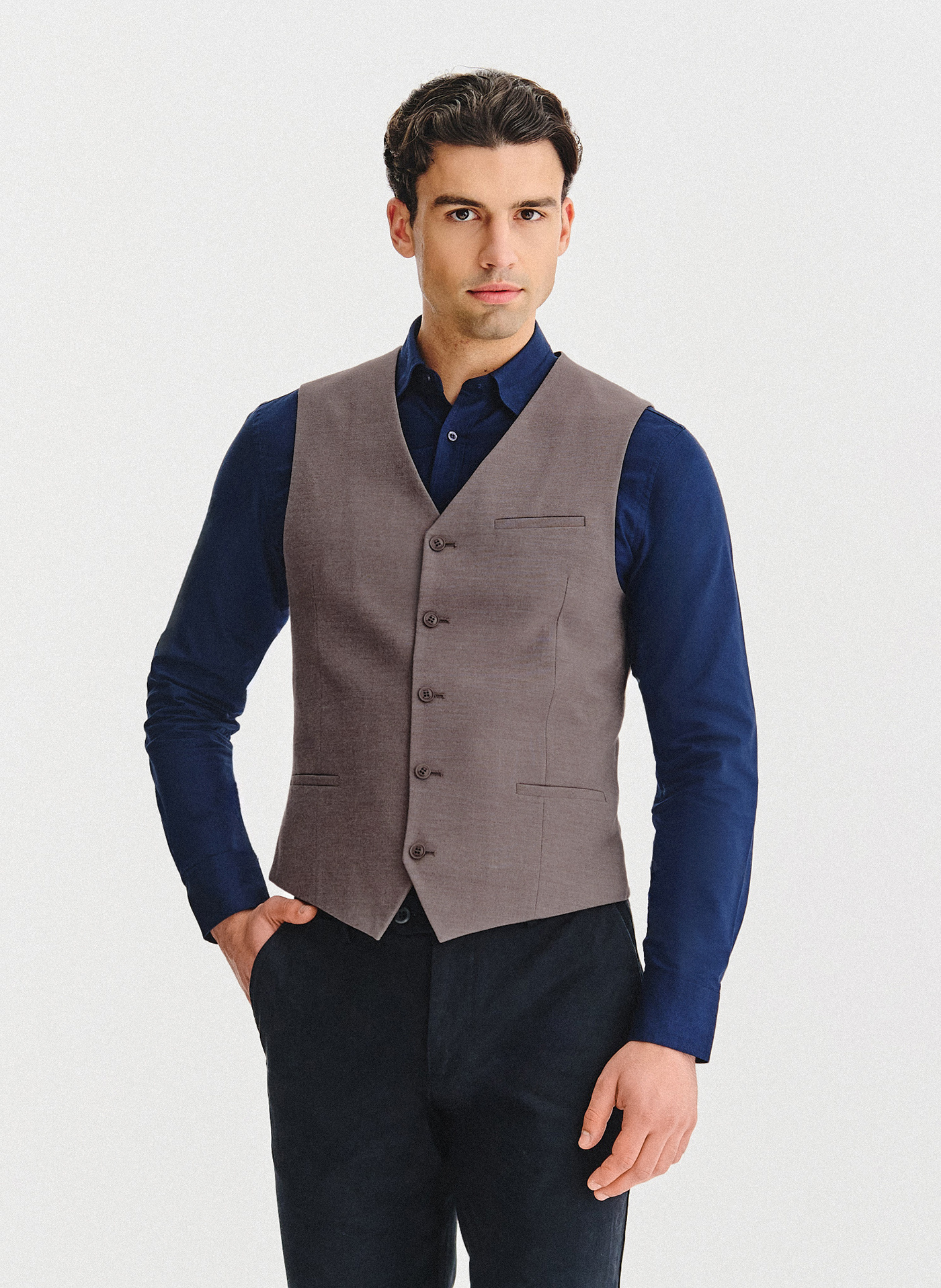 Brązowa kamizelka męska - Pako Lorente