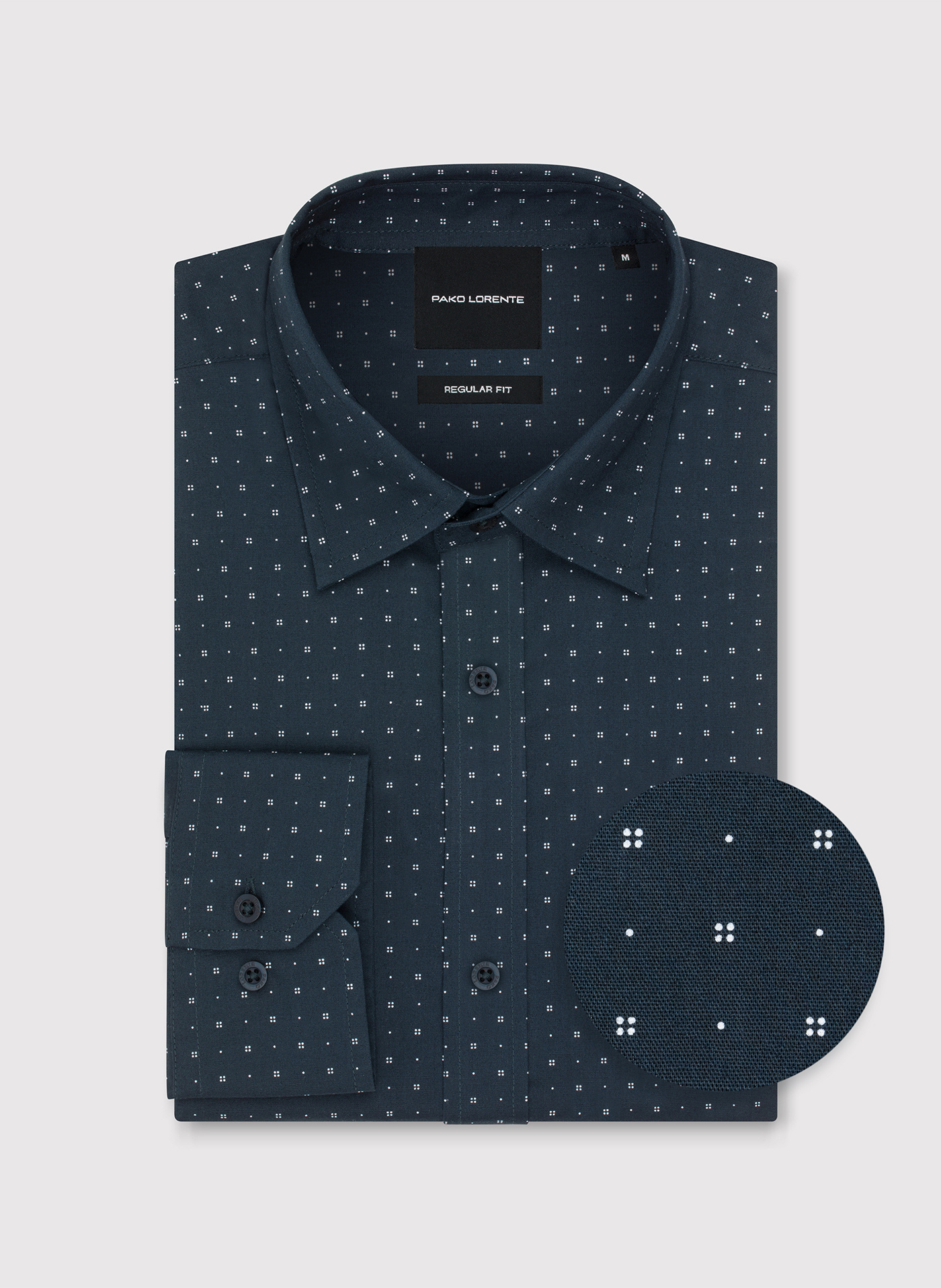 PAKO LORENTE - Granatowa koszula męska wzór geometryczny - Pako Lorente