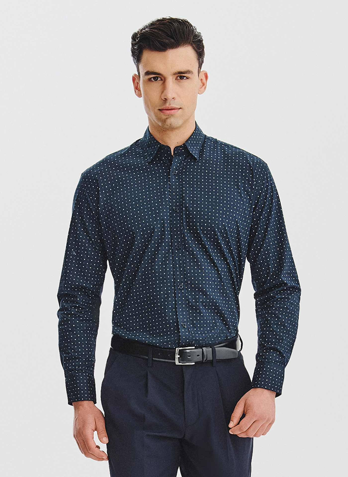 PAKO LORENTE - Granatowa koszula męska wzór geometryczny - Pako Lorente