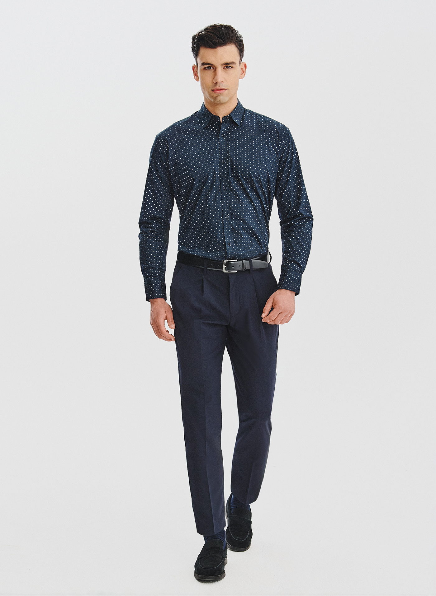 PAKO LORENTE - Granatowa koszula męska wzór geometryczny - Pako Lorente