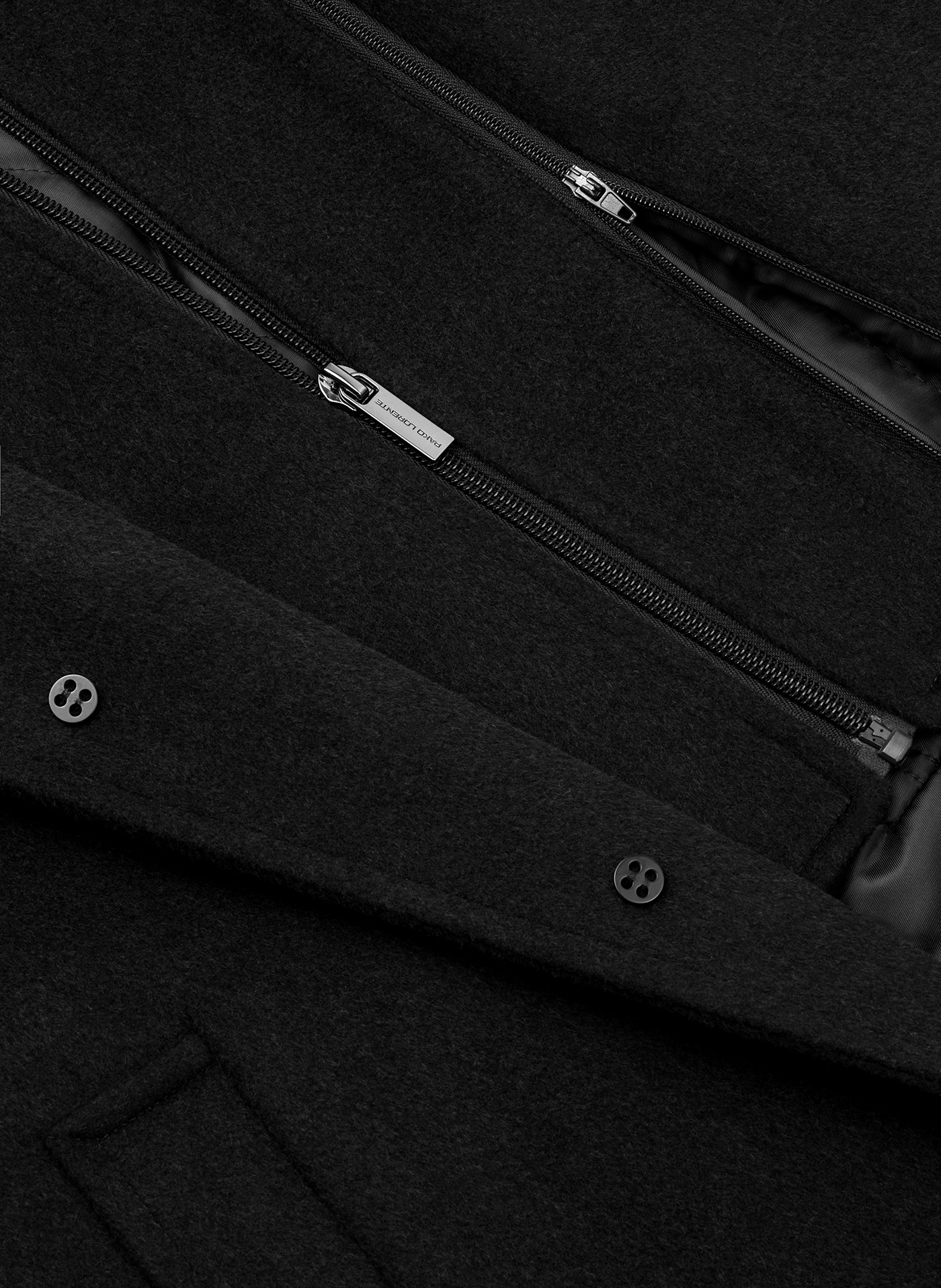 Czarny płaszcz męski z odpinaną stójką - Pako Lorente