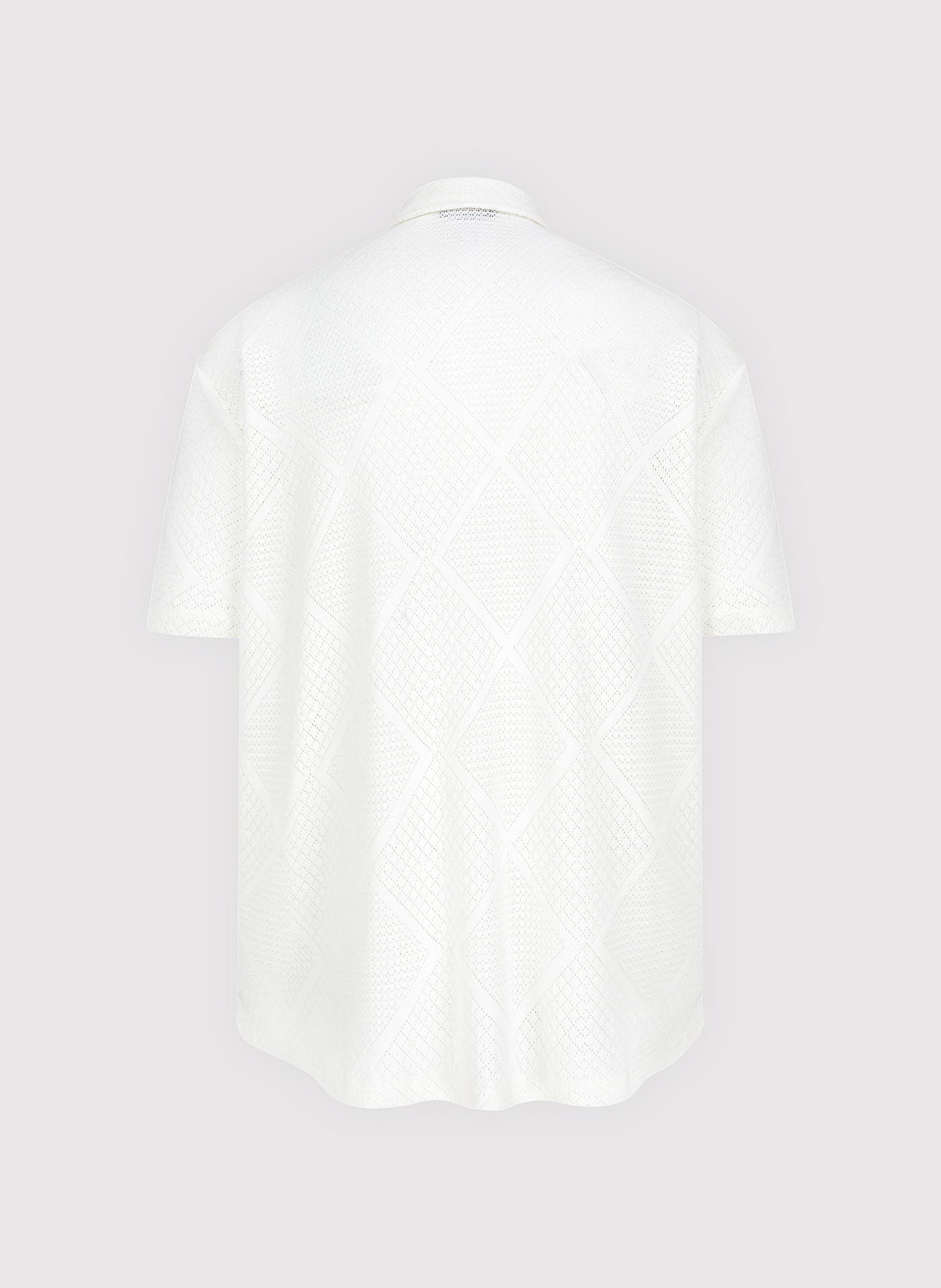 PAKO LORENTE - Ażurowa koszula męska z krótkim rękawem biała - Pako Lorente