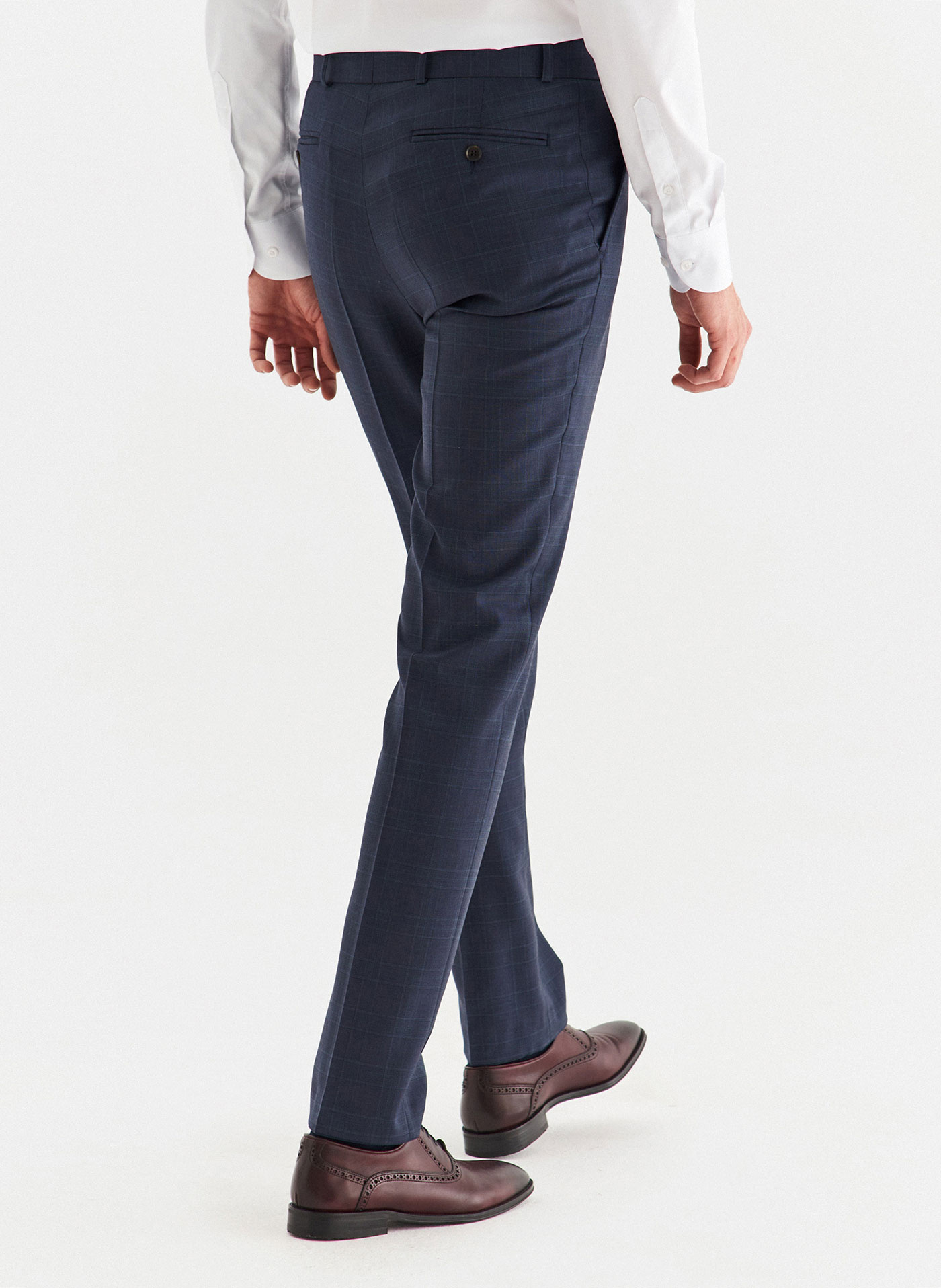 Granatowe spodnie garniturowe w kratę - Pako Lorente