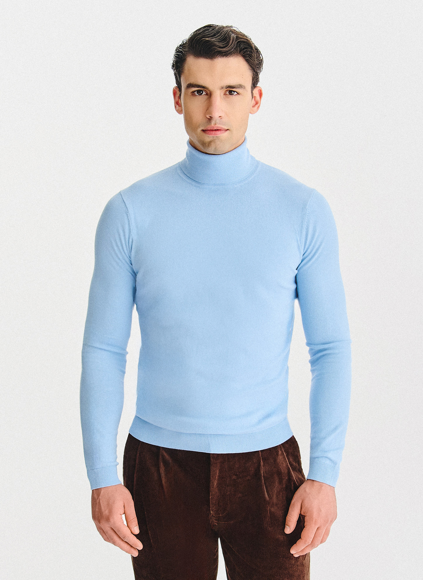 PAKO LORENTE - Jasnoniebieski gładki golf męski - Pako Lorente