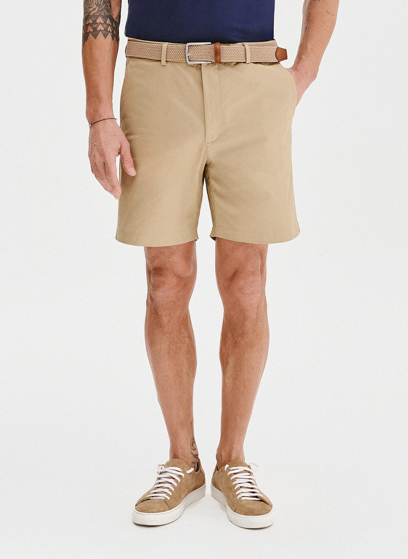 PAKO LORENTE - Beżowe szorty męskie z bawełną - Pako Lorente
