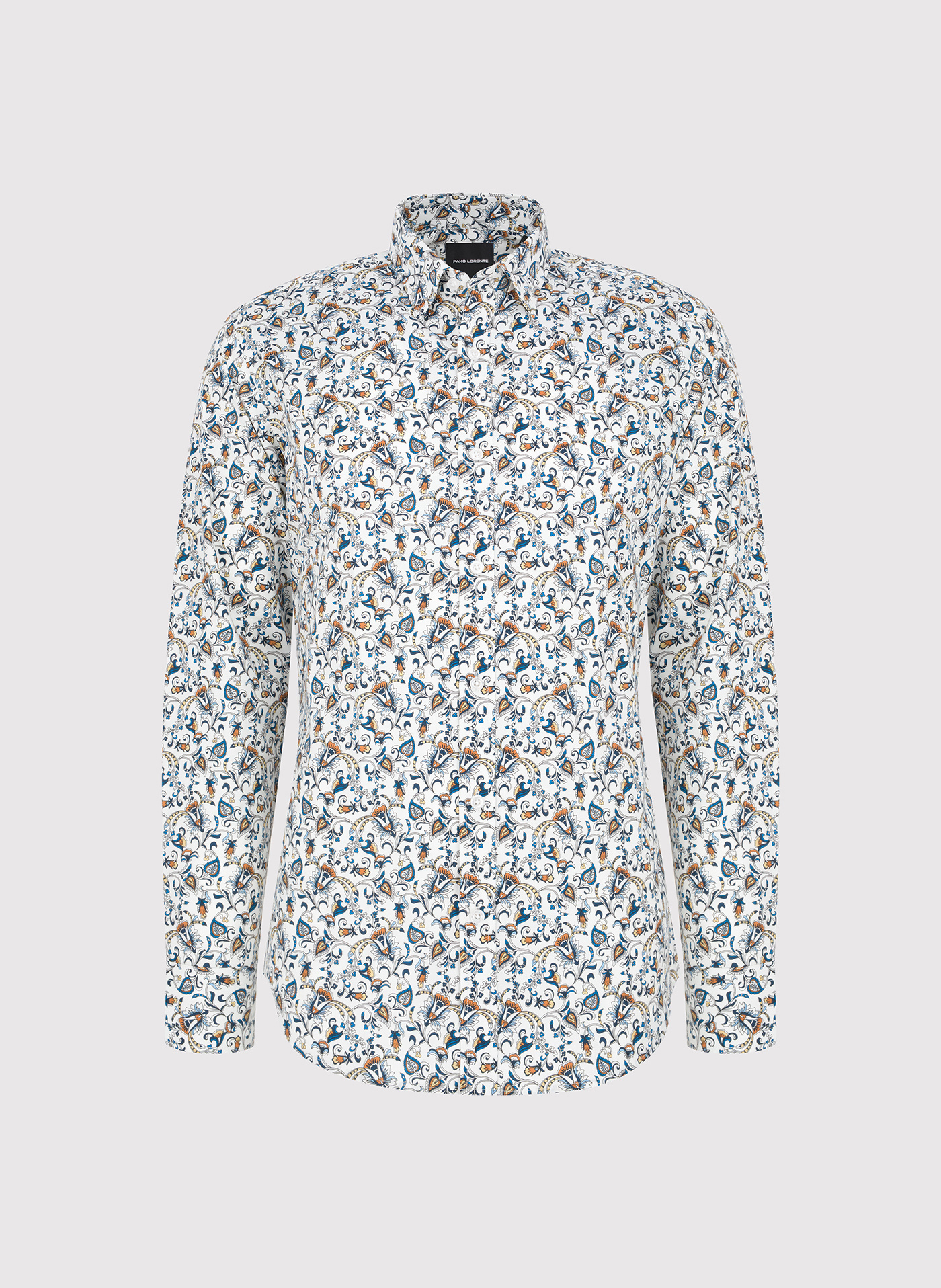 PAK LORENTE - Biała koszula męska kolorowe kwiaty - Pako Lorente