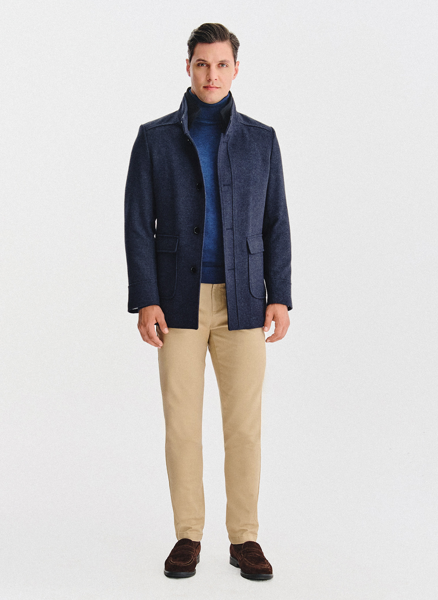Granatowy płaszcz męski - Pako Lorente