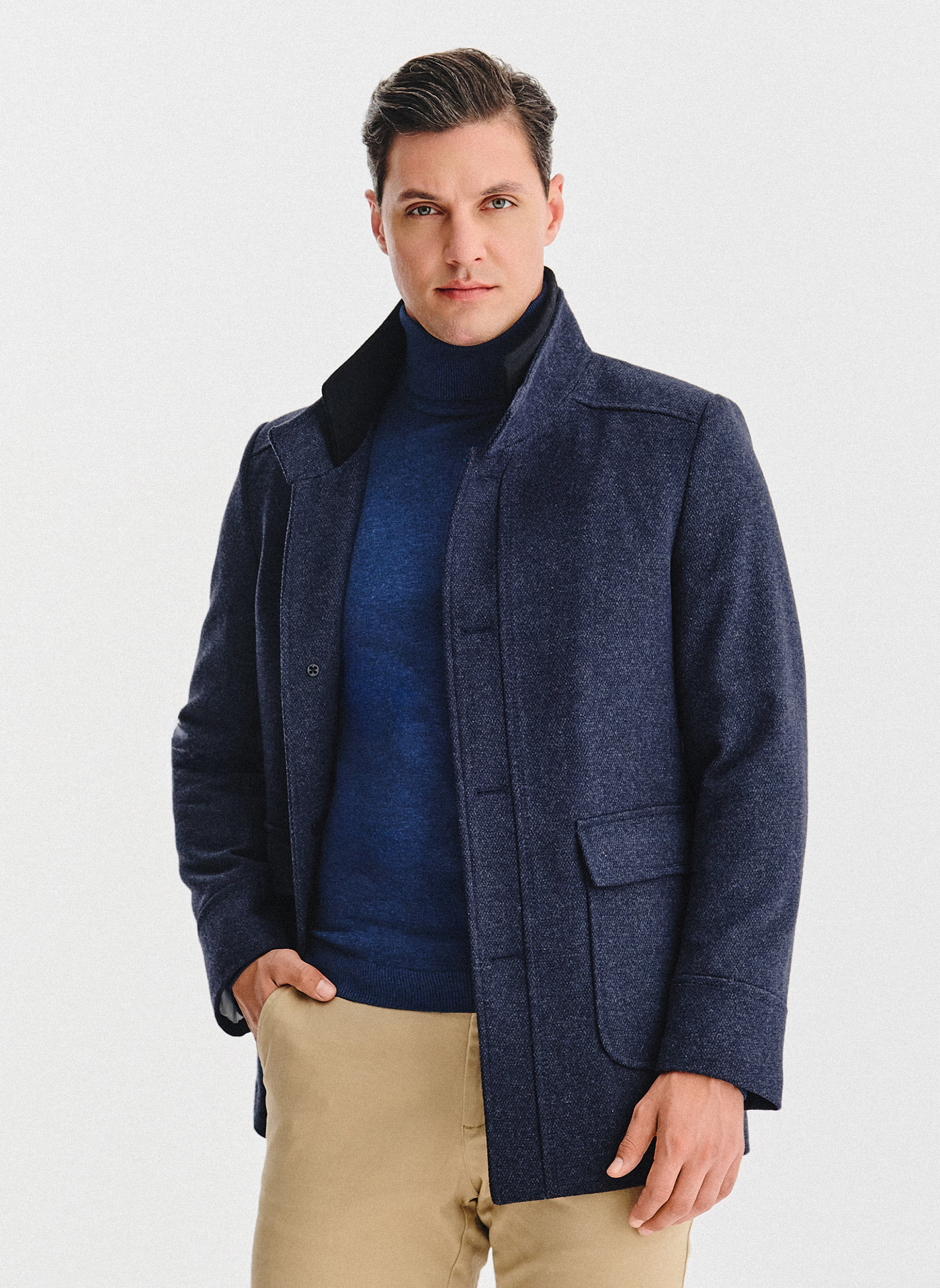 Granatowy płaszcz męski - Pako Lorente