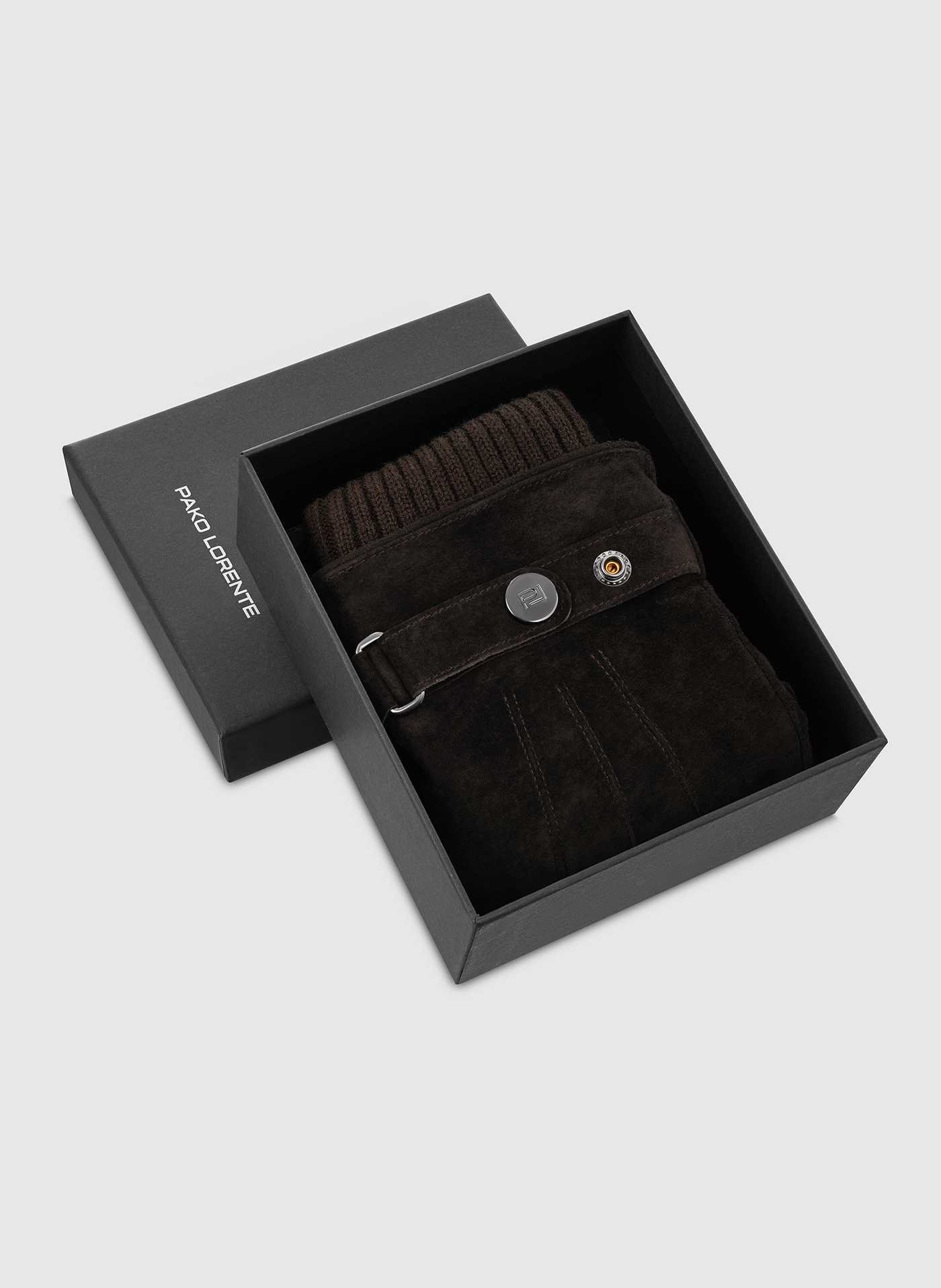 Brązowe zamszowe rękawiczki - Pako Lorente