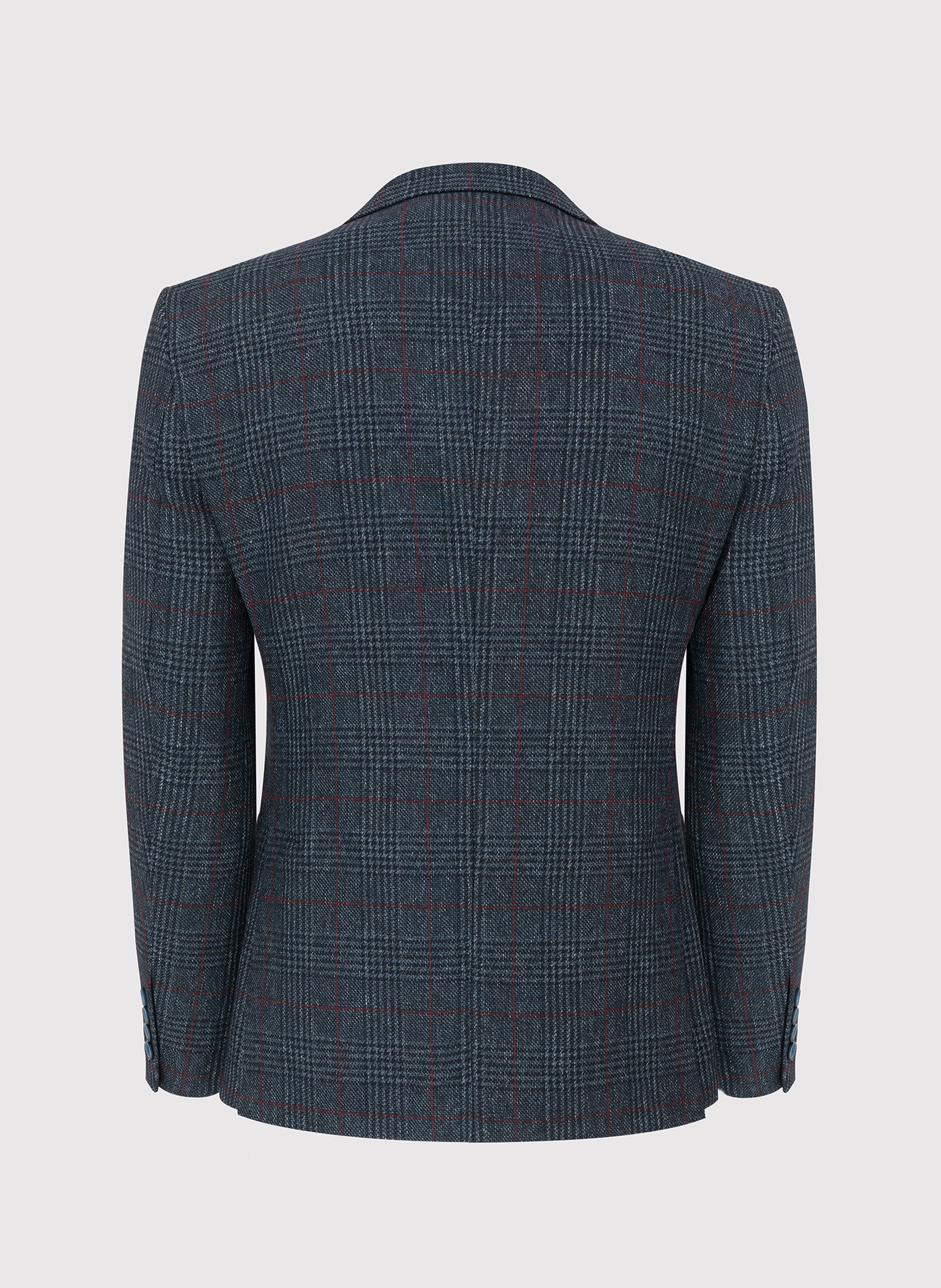 Granatowa marynarka casualowa w bordową kratę - Pako Lorente