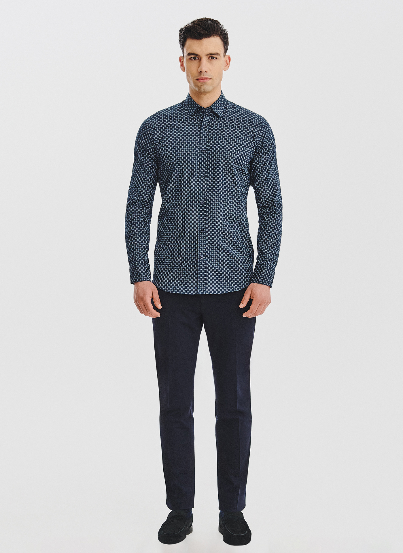 PAKO LORENTE - Granatowa koszula męska we wzór geometryczny - Pako Lorente