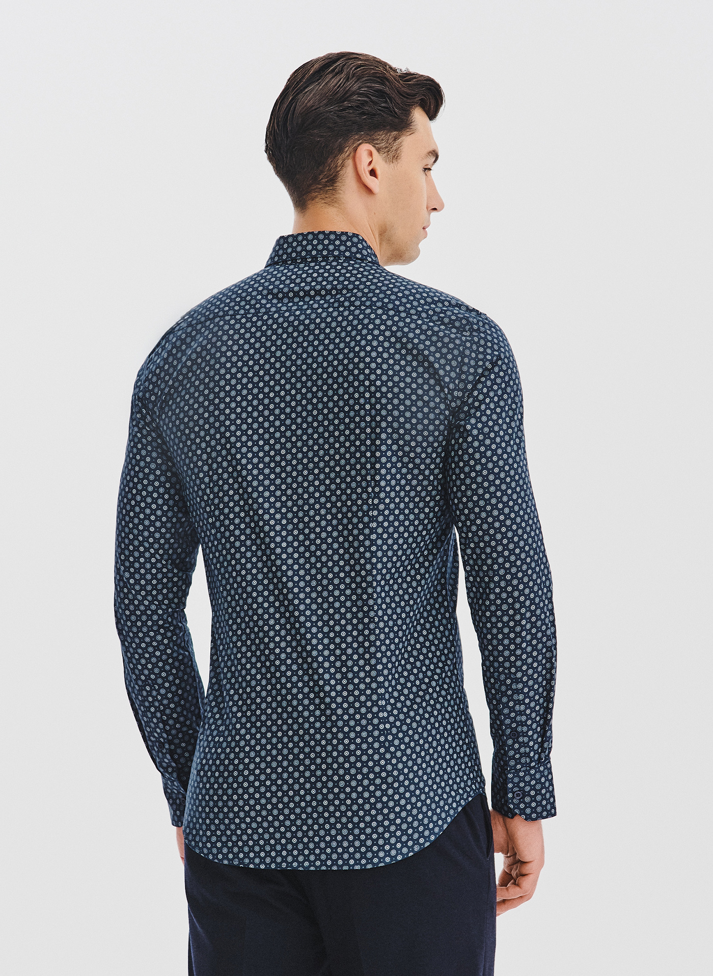 PAKO LORENTE - Granatowa koszula męska we wzór geometryczny - Pako Lorente
