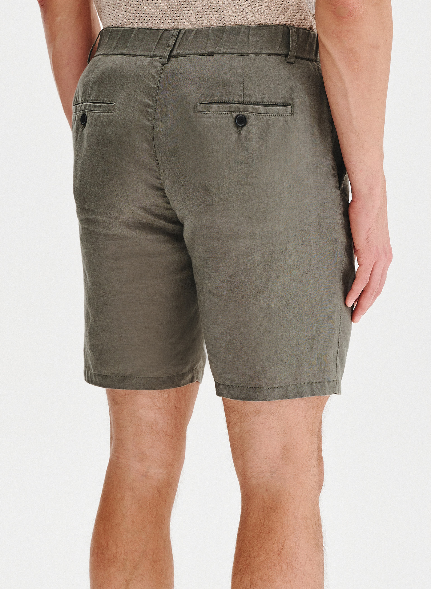 PAKO LORENTE - Lniane szorty męskie w kolorze zielonym - Pako Lorente