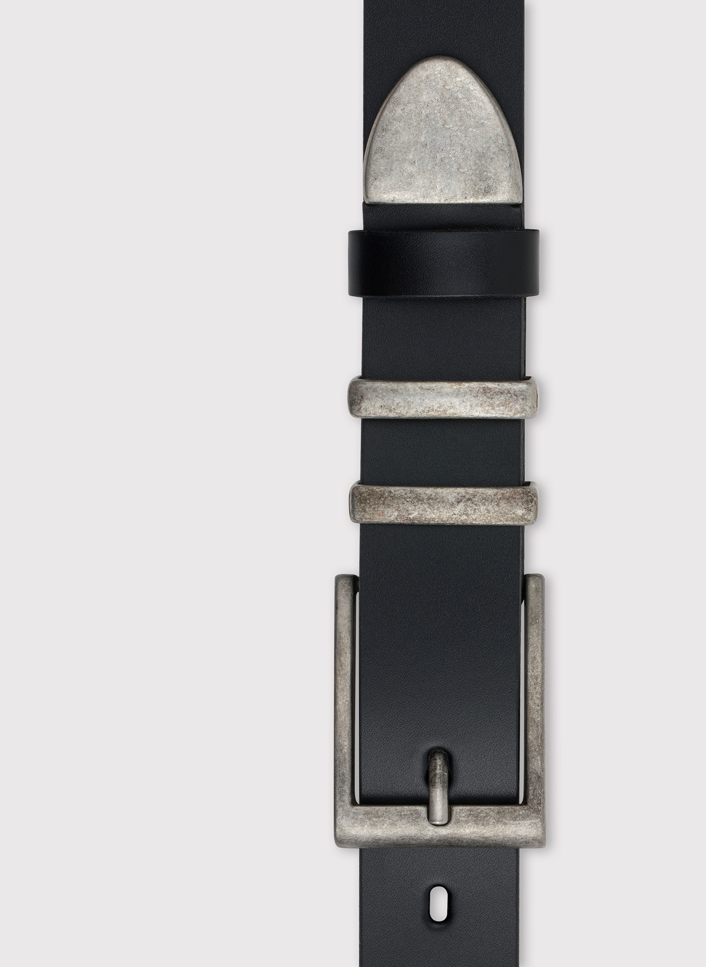 Pasek skórzany męski z metalową końcówką - Pako Lorente