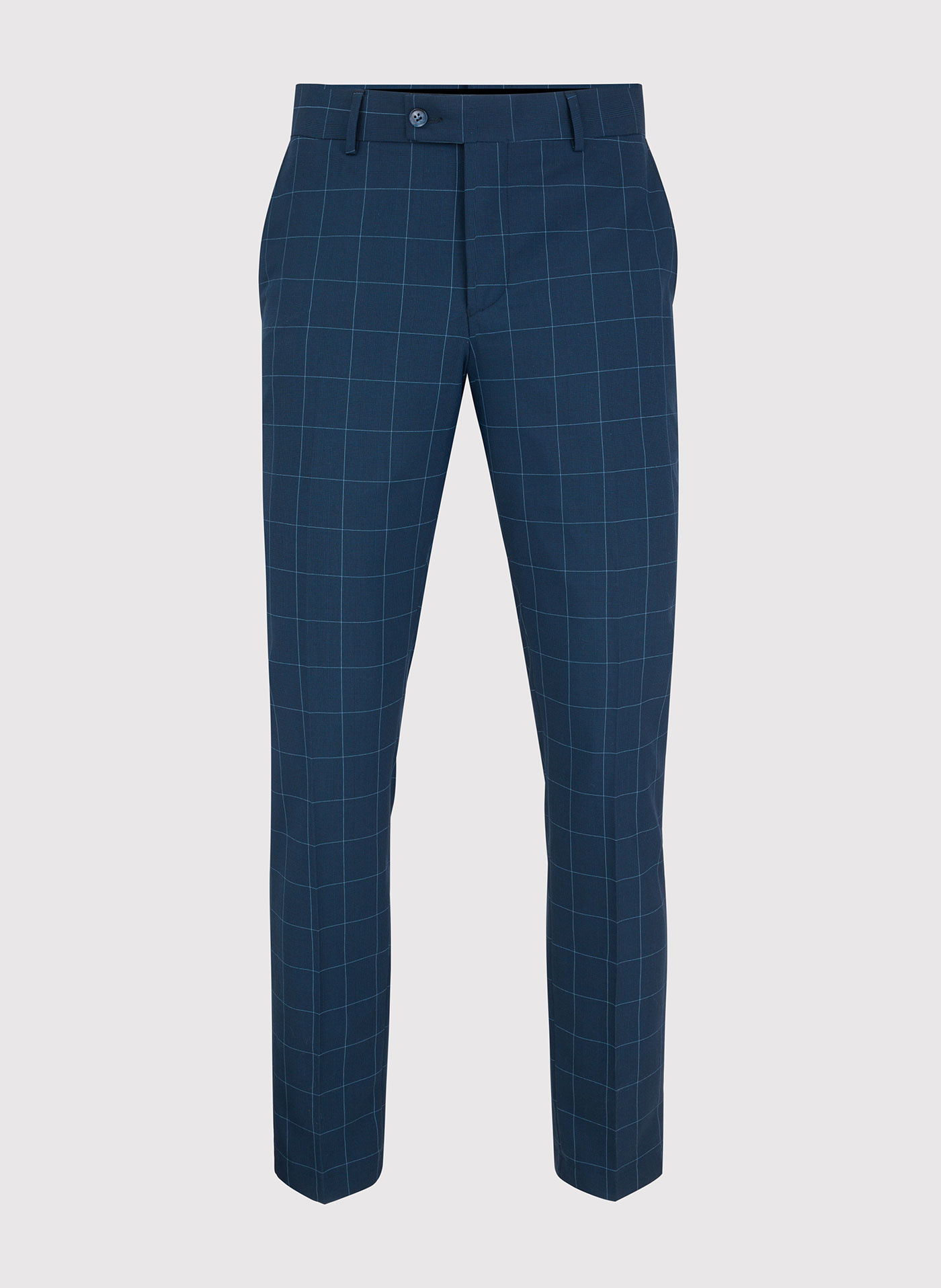 Męskie spodnie garniturowe w kolorze granatowym w niebieską kratkę - Pako Lorente