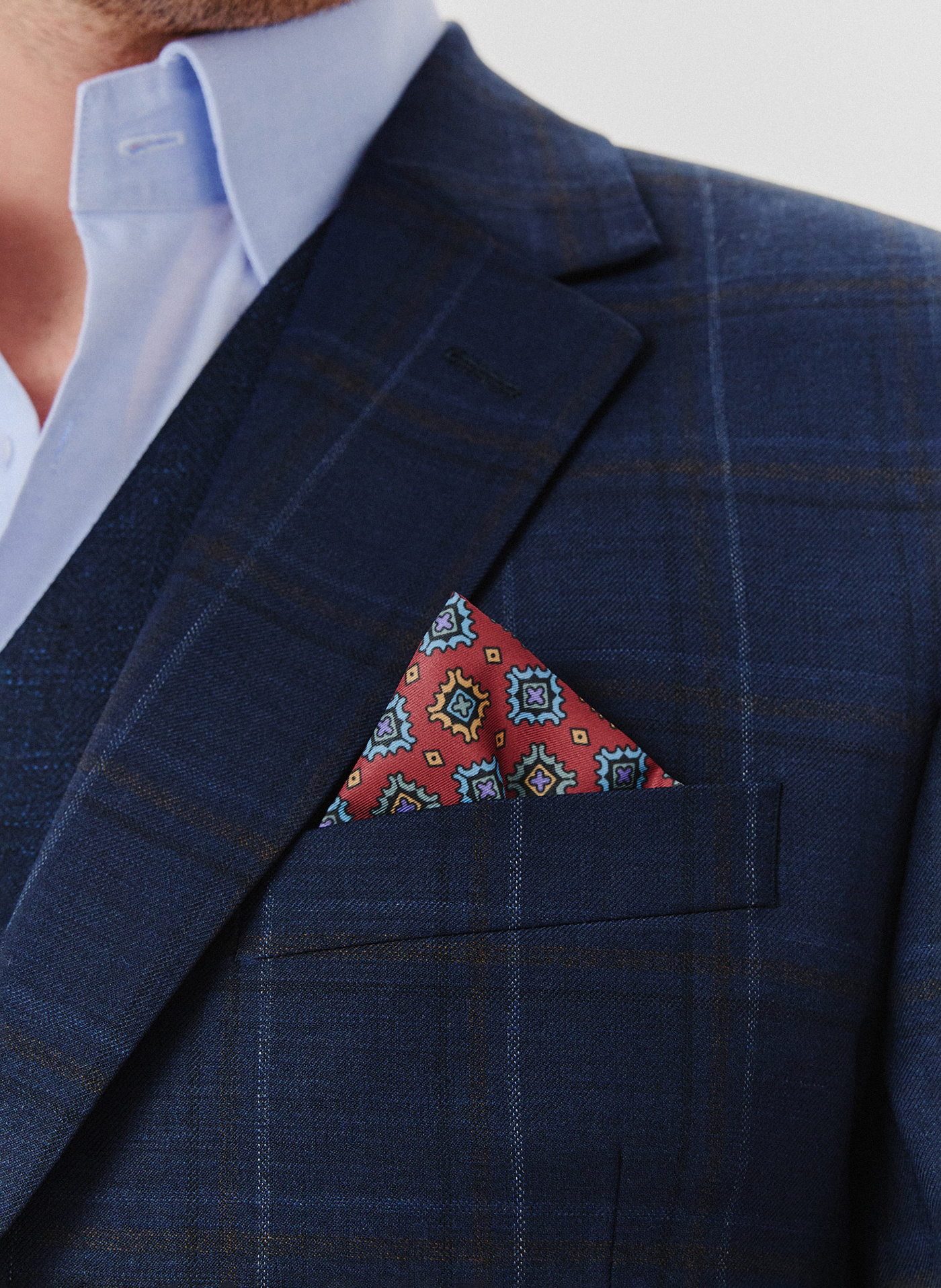 Granatowa marynarka garniturowa w kraciasty deseń - Pako Lorente