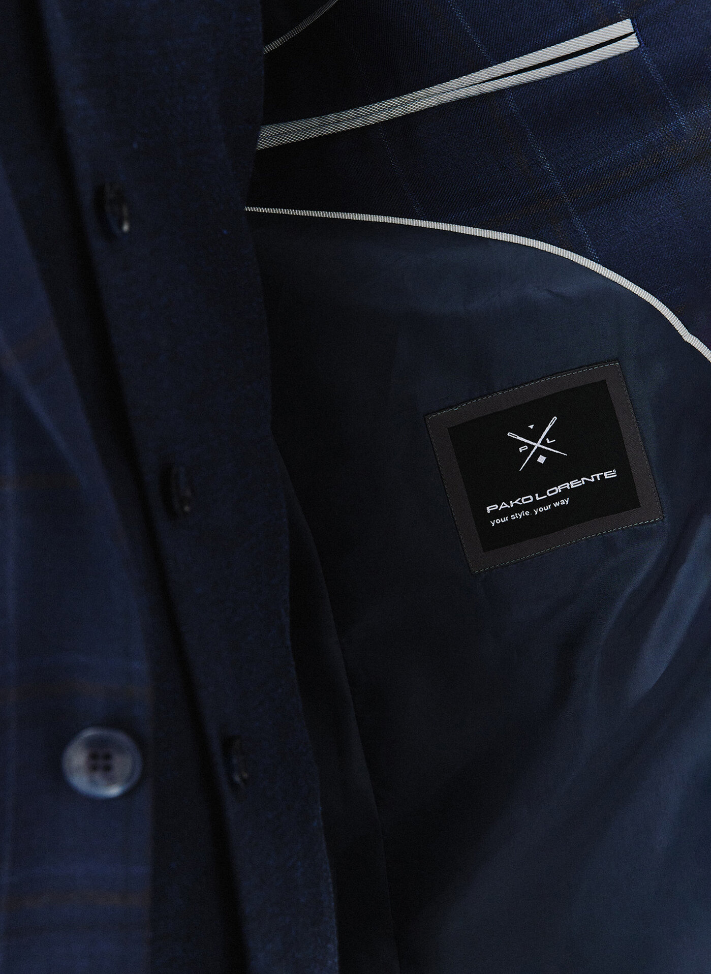 Granatowa marynarka garniturowa w kraciasty deseń - Pako Lorente