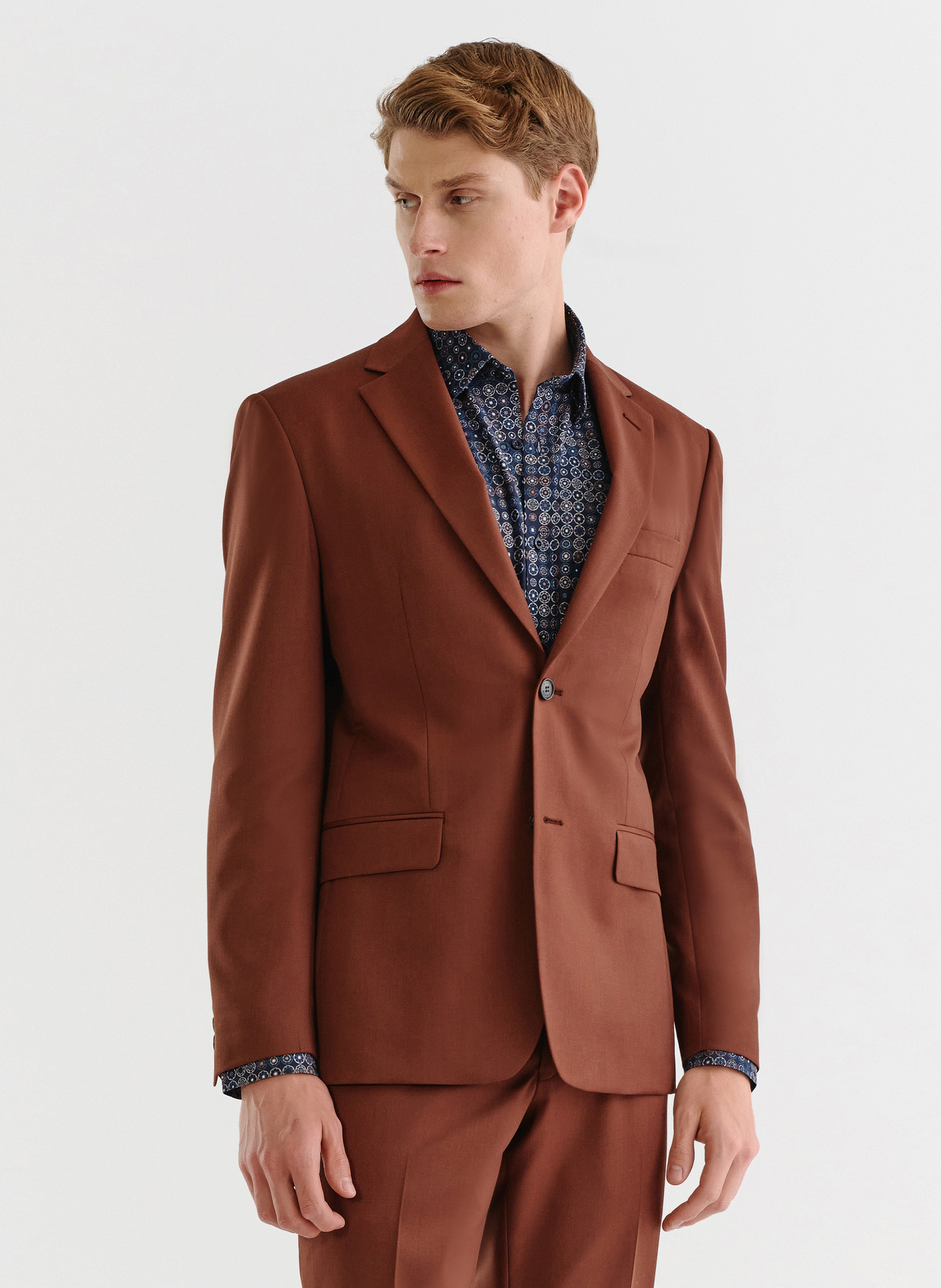 Gładka marynarka garniturowa w kolorze brązowym - Pako Lorente