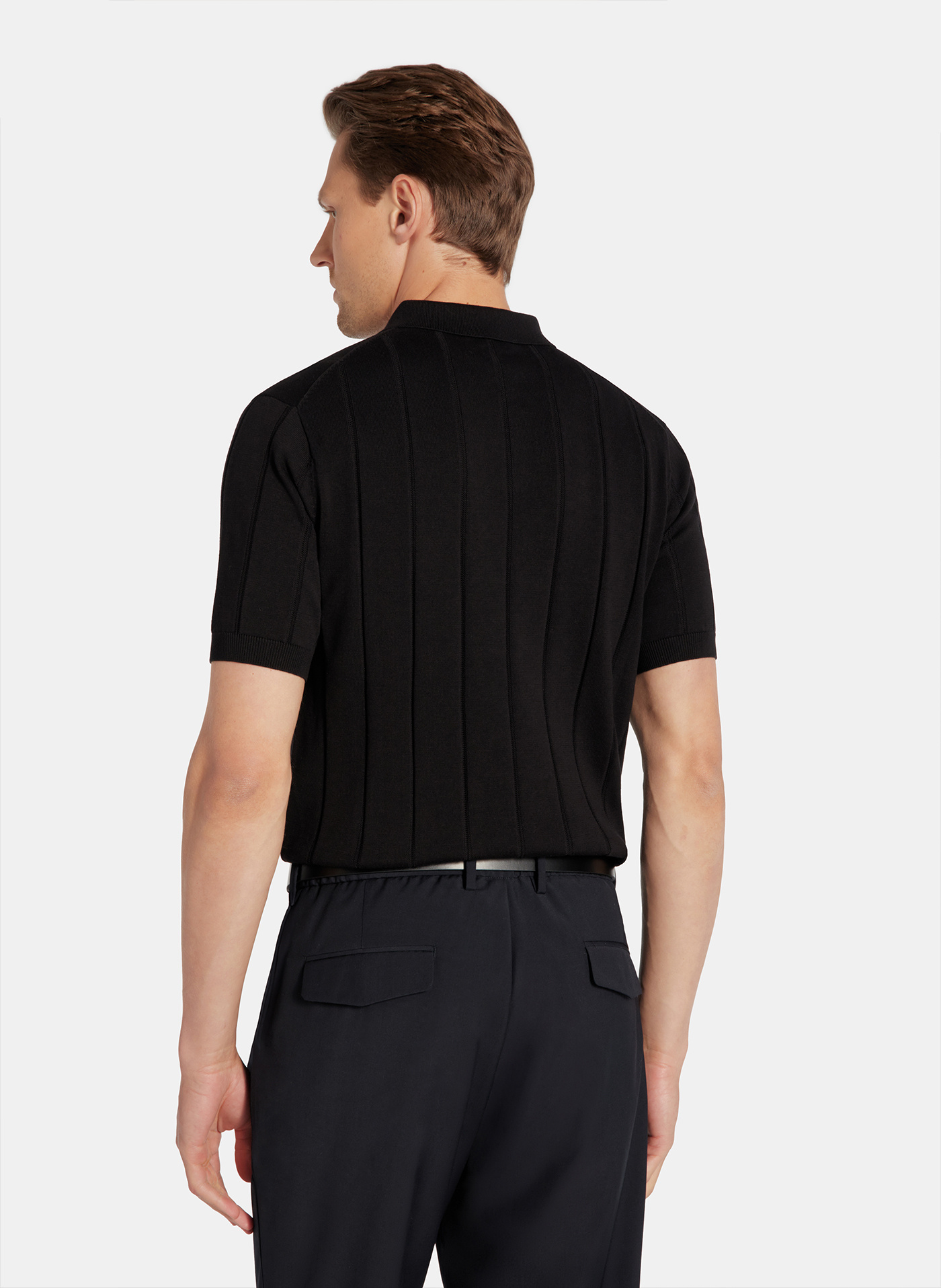 PAKO LORENTE - Czarne polo swetrowe w prążek - Pako Lorente