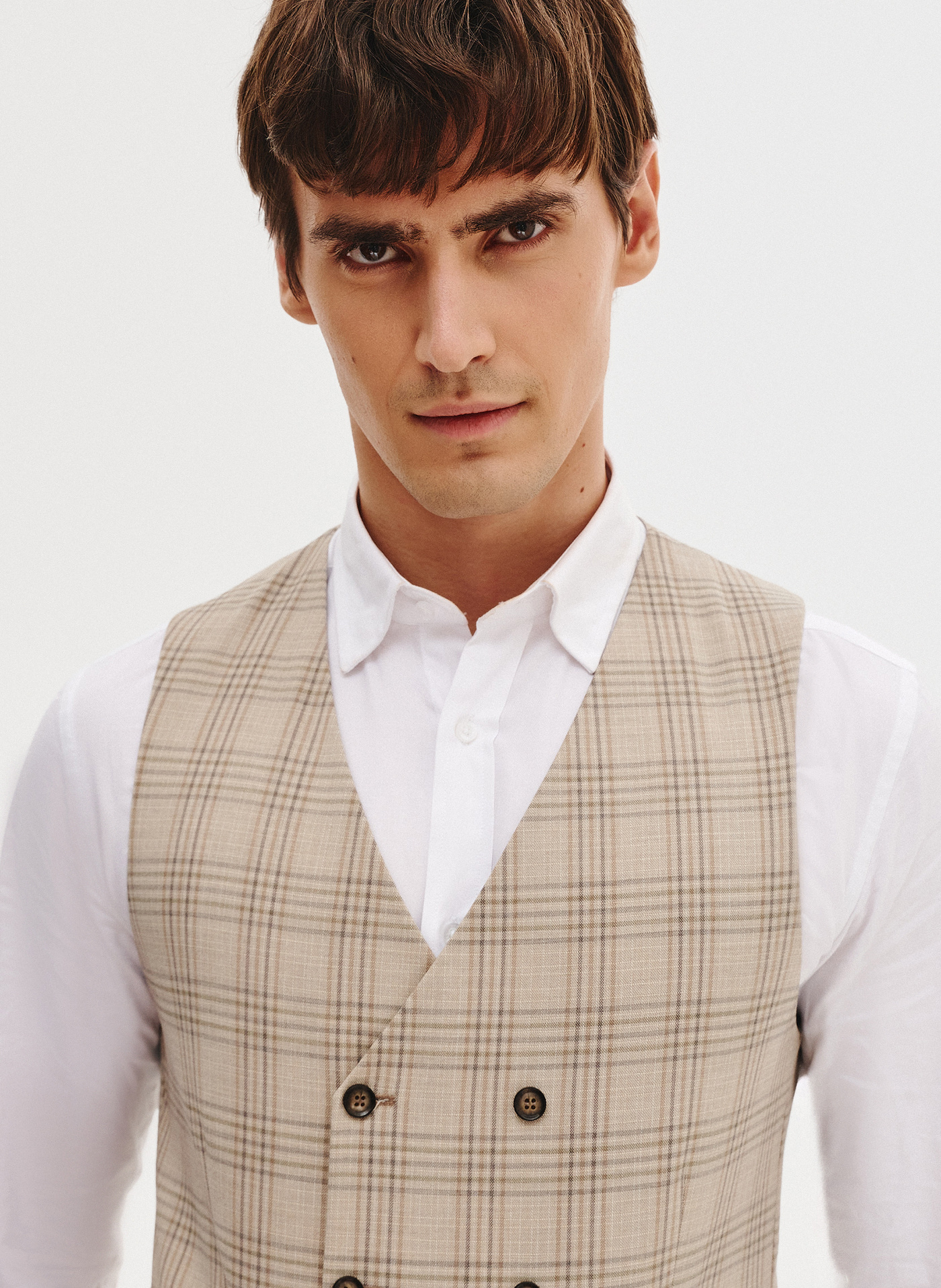 PAKO LORENTE - Dwurzędowa kamizelka męska w mocną kratę - Pako Lorente