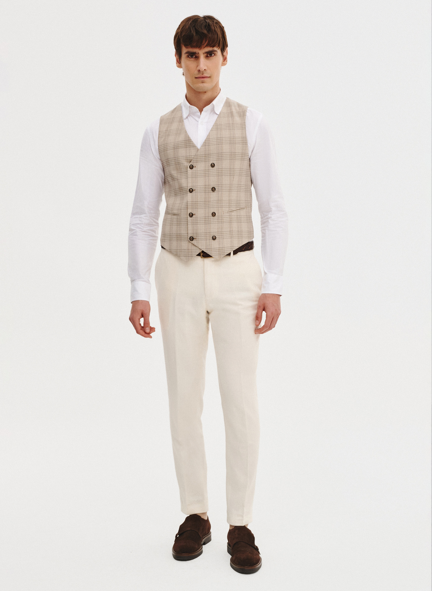 PAKO LORENTE - Dwurzędowa kamizelka męska w mocną kratę - Pako Lorente