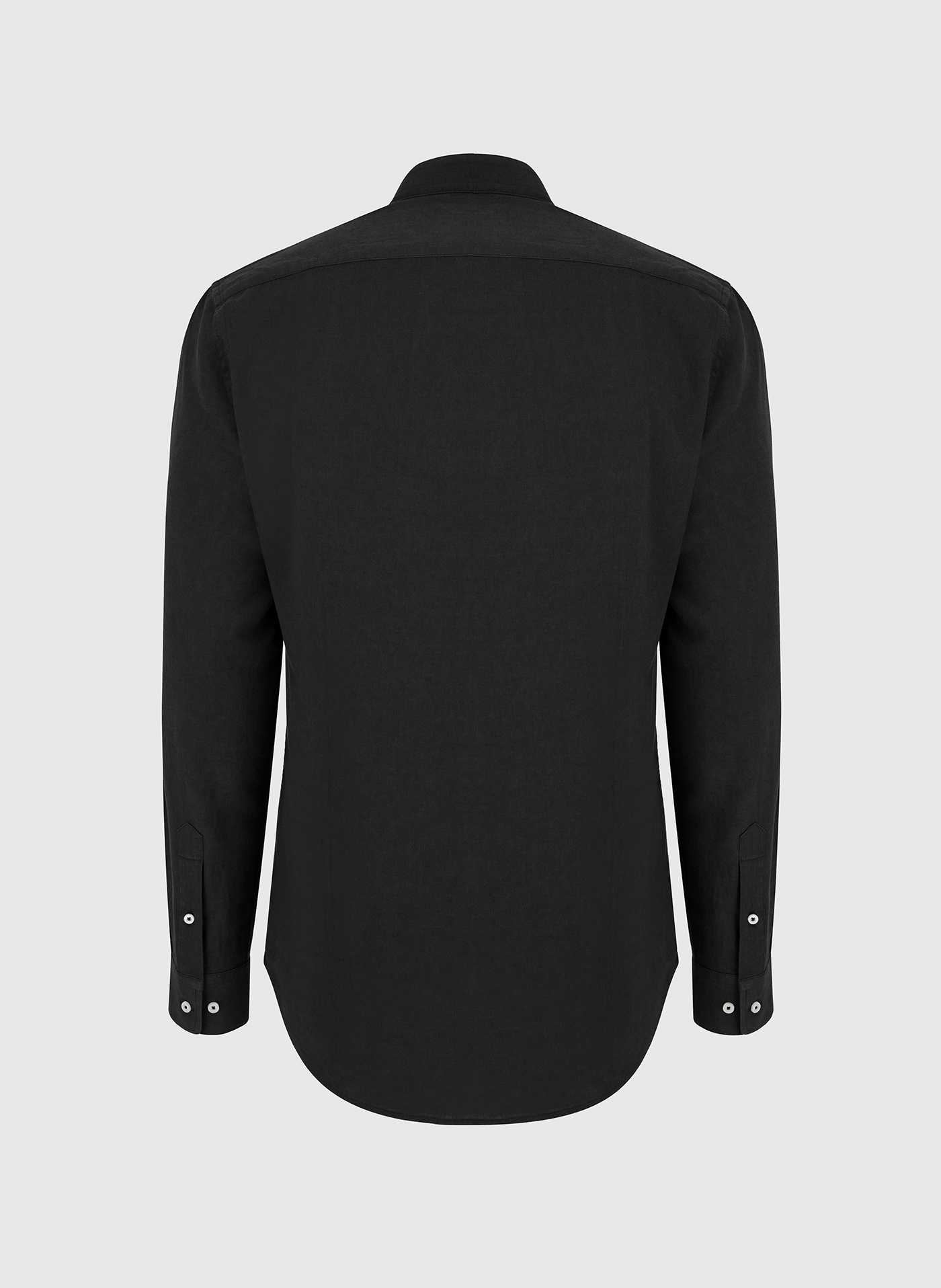 PAKO LORENTE - Lniana czarna koszula męska ze stójką - Pako Lorente